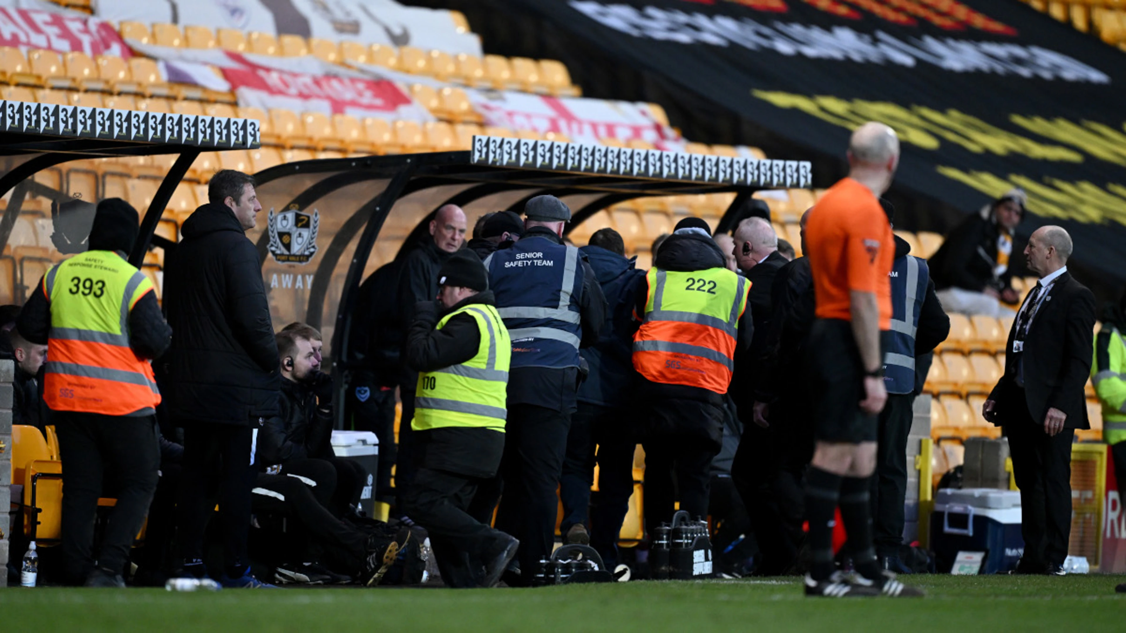 Officials 'appalled' after fan chases referee during Port Vale v Portsmouth