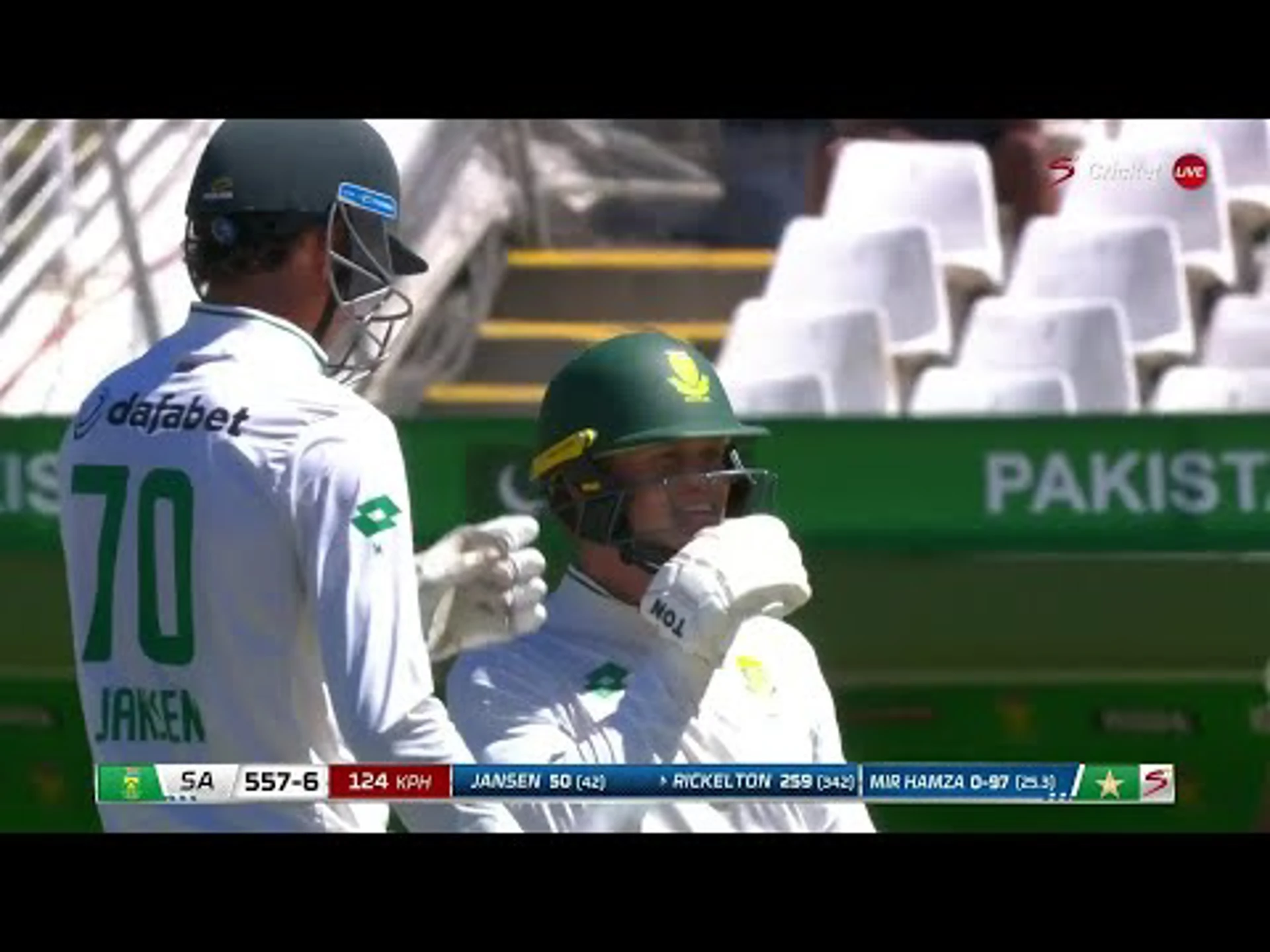 South Africa v Pakistan | 2nd Test | 1st innings | Ryan Rickelton 259