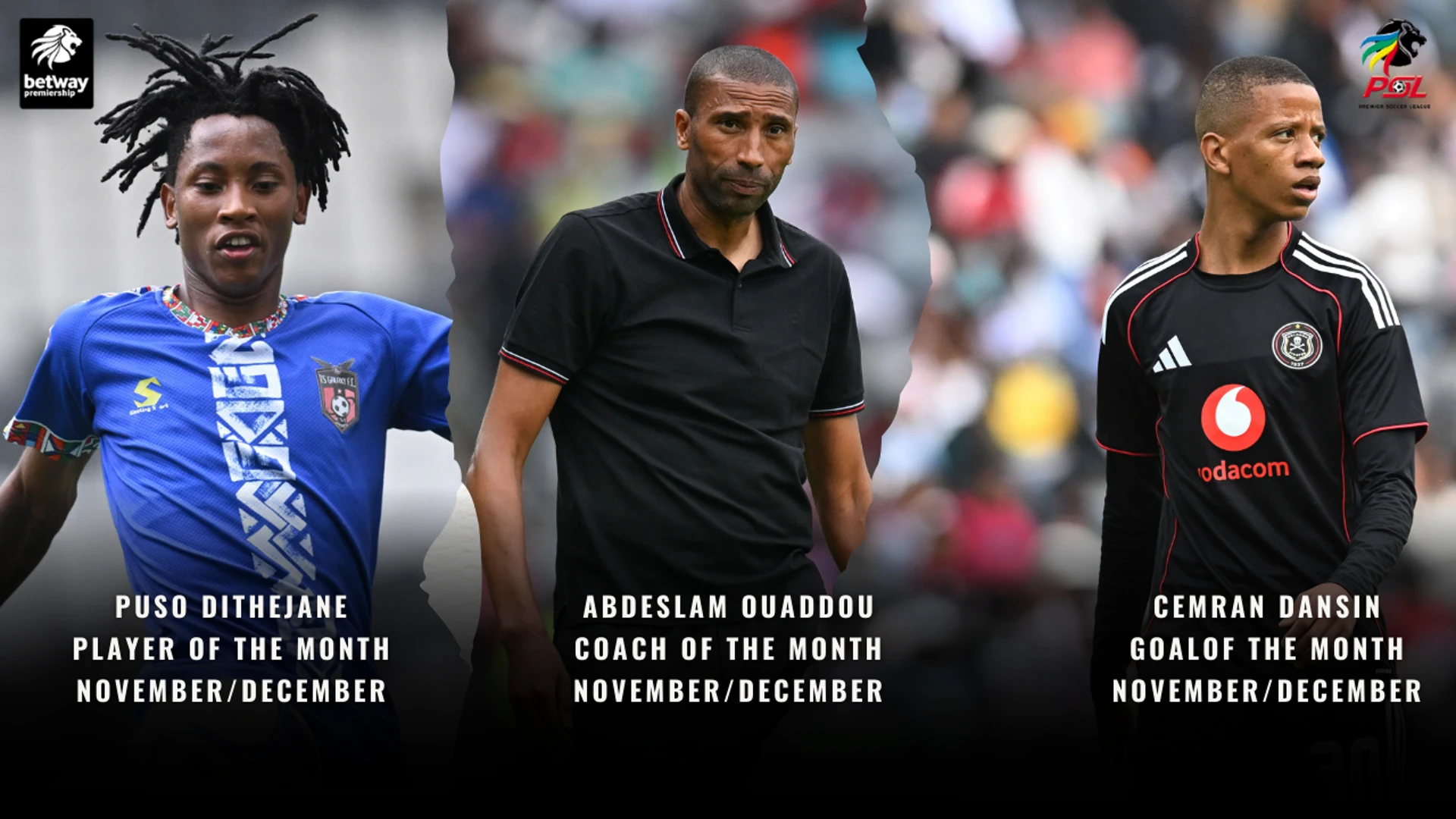 BETWAY PREM AWARDS: Dithejane, Ouaddou secure second accolades as Dansin earns maiden award