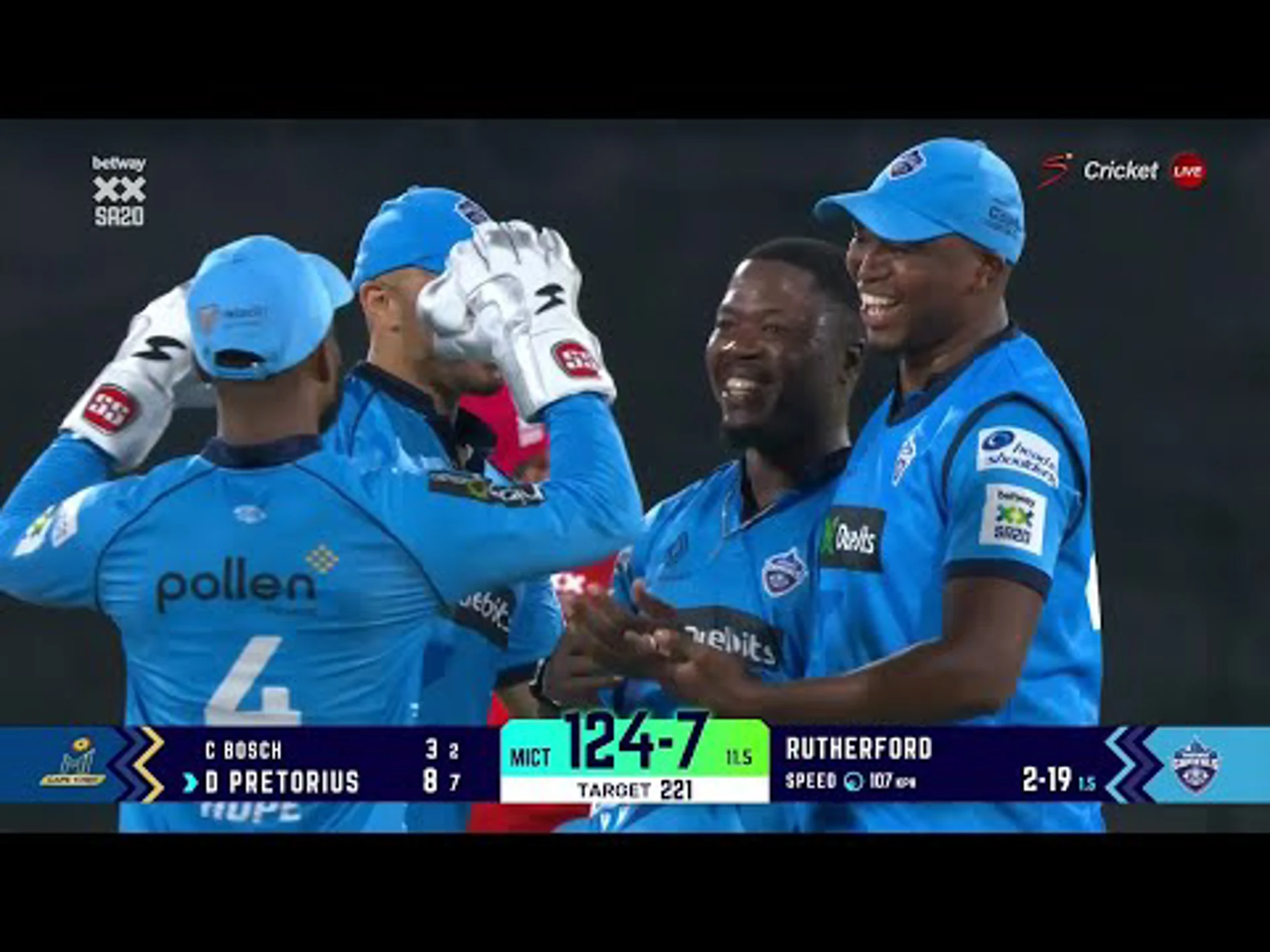 Sherfane Rutherford 4 | MI Cape Town v Pretoria Capitals | Betway SA20