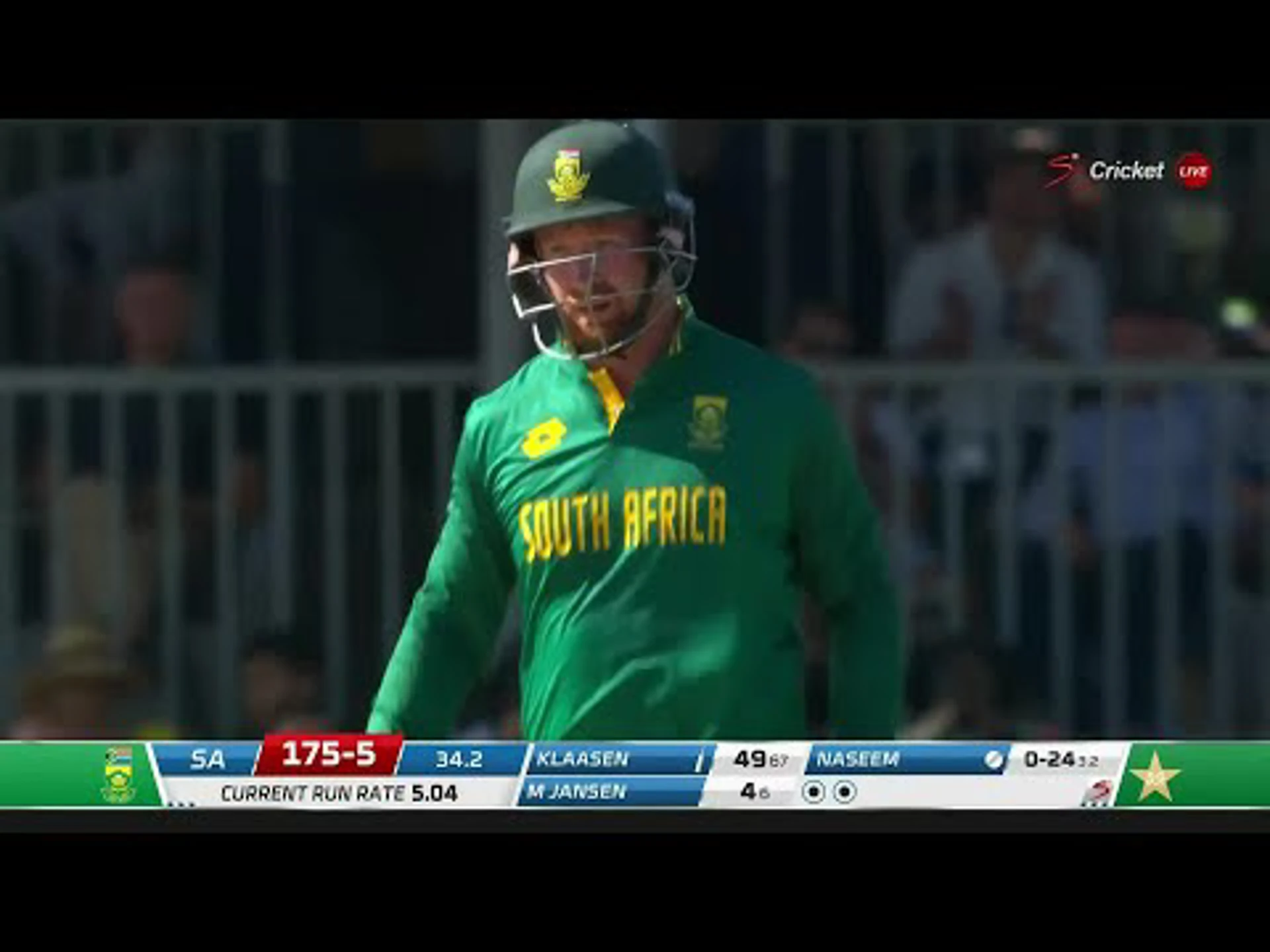 Heinrich Klaasen with 53 Runs in the 1st Inning vs. Pakistan