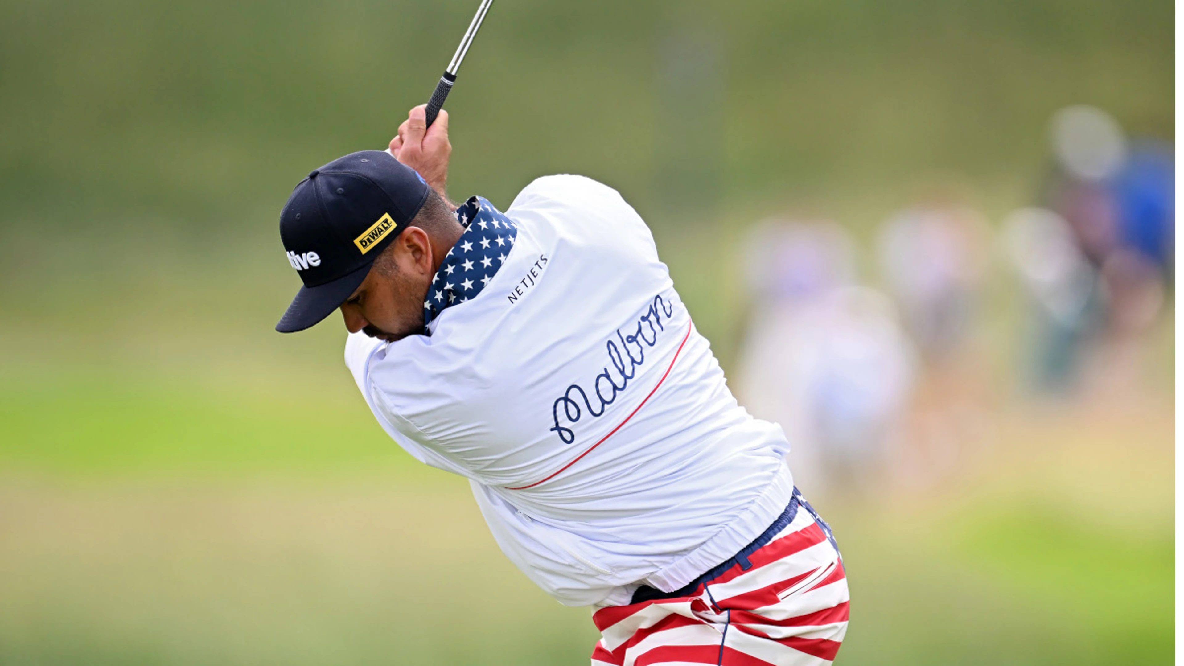 Aussie Day sports American stars and stripes shorts at US Open