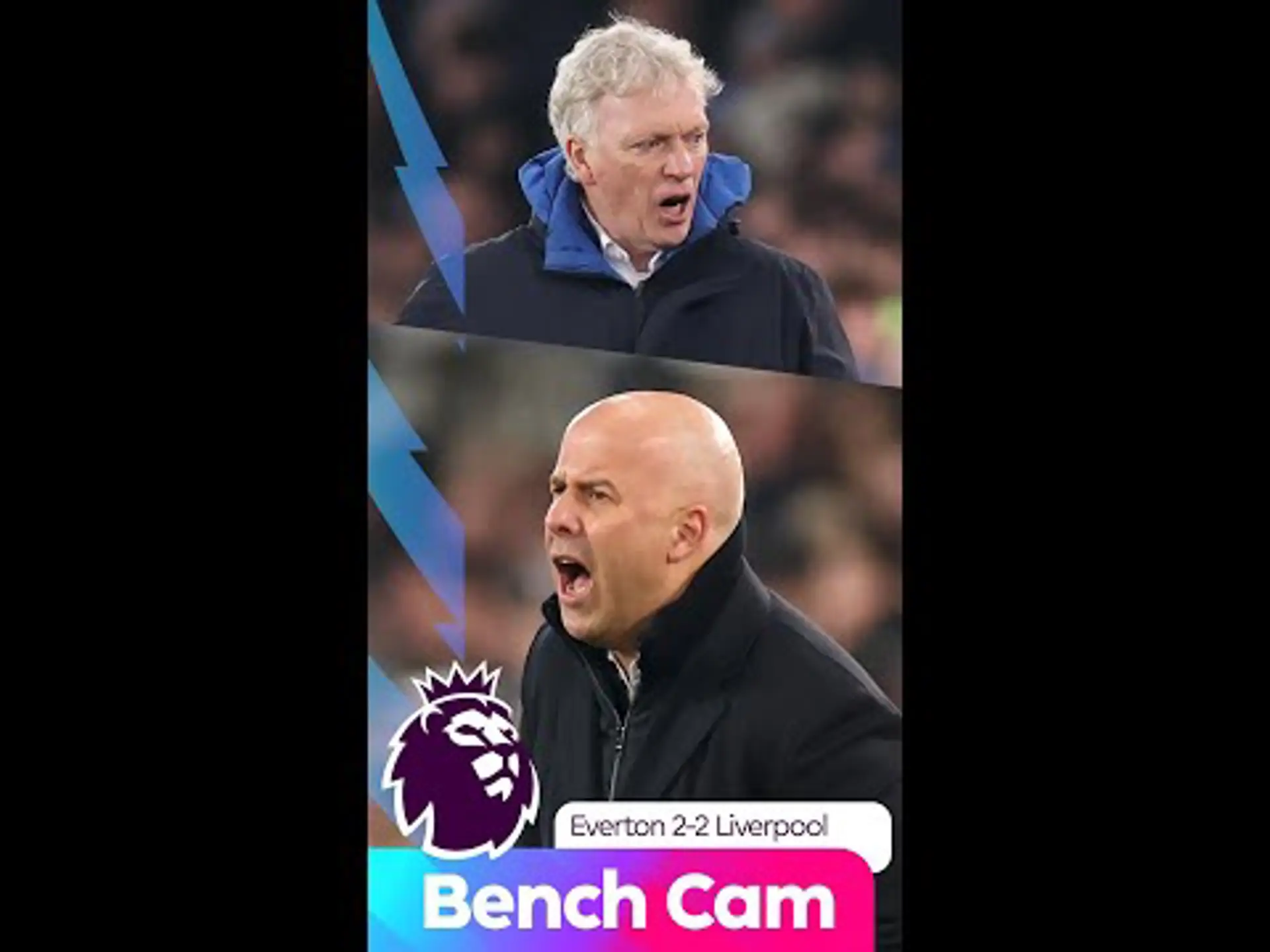 Bench Cam | Moyes and Slot react to an insane Merseyside Derby!