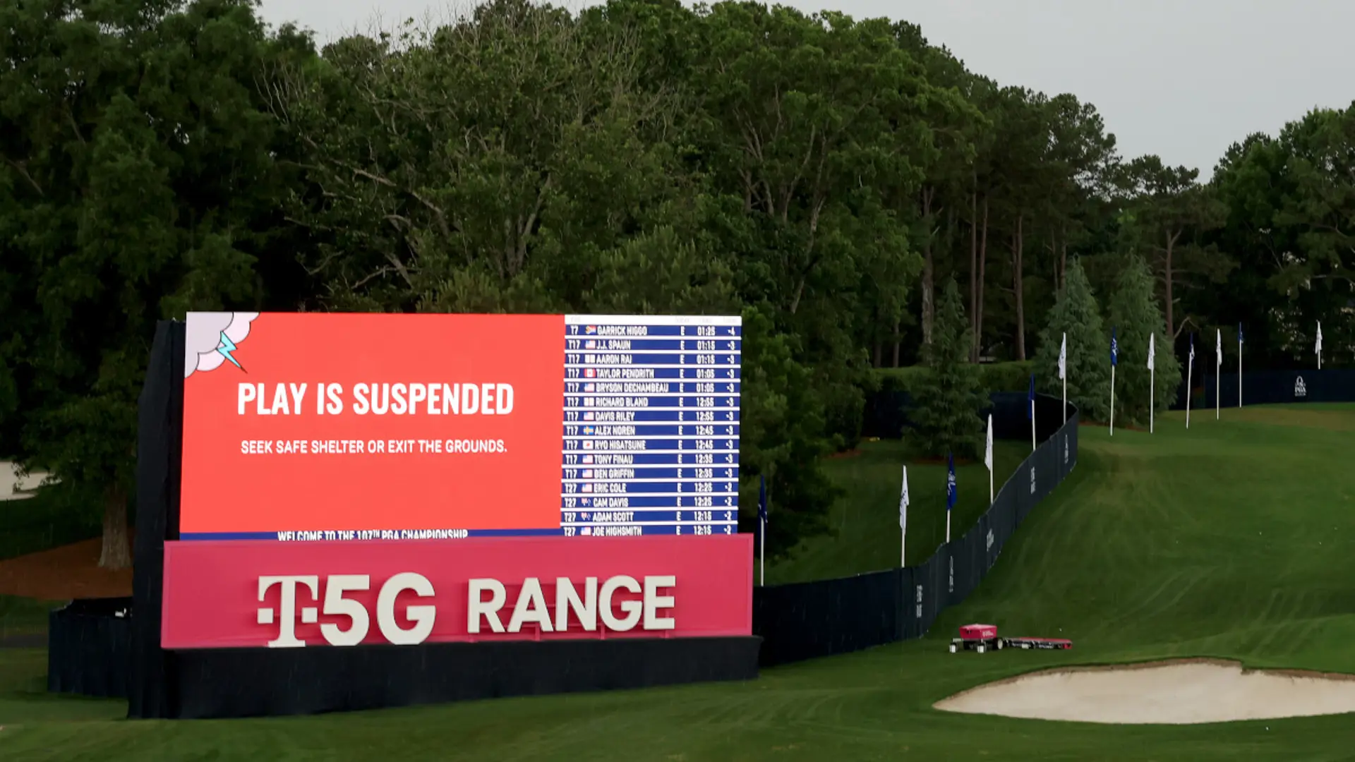 Play suspended at PGA Championship due to dangerous weather