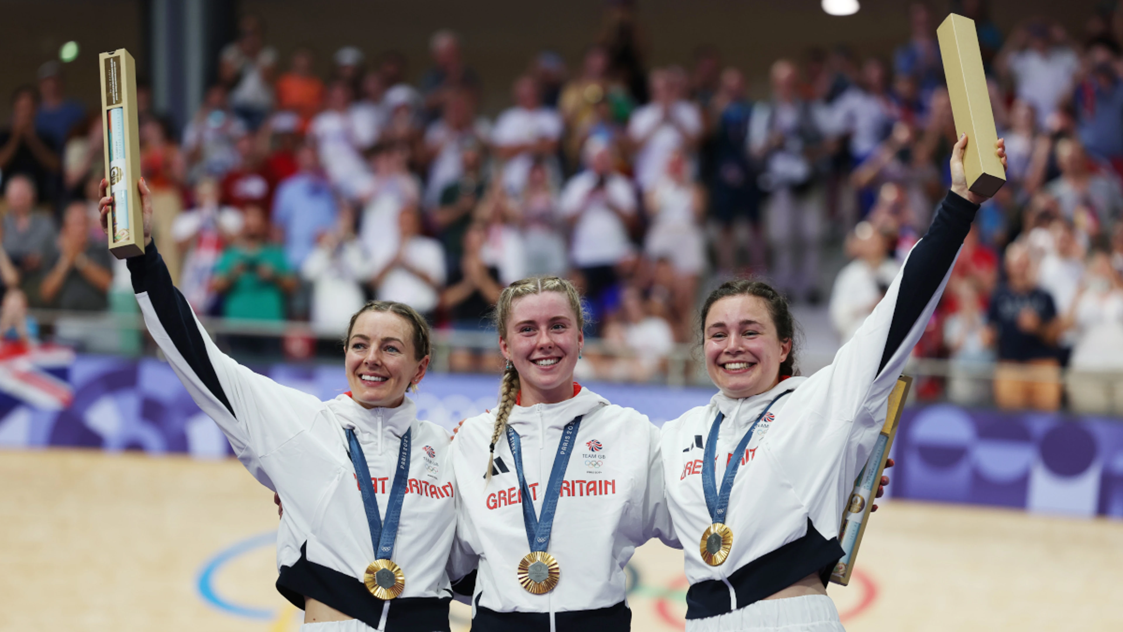 Britain's women power to team sprint gold as records tumble