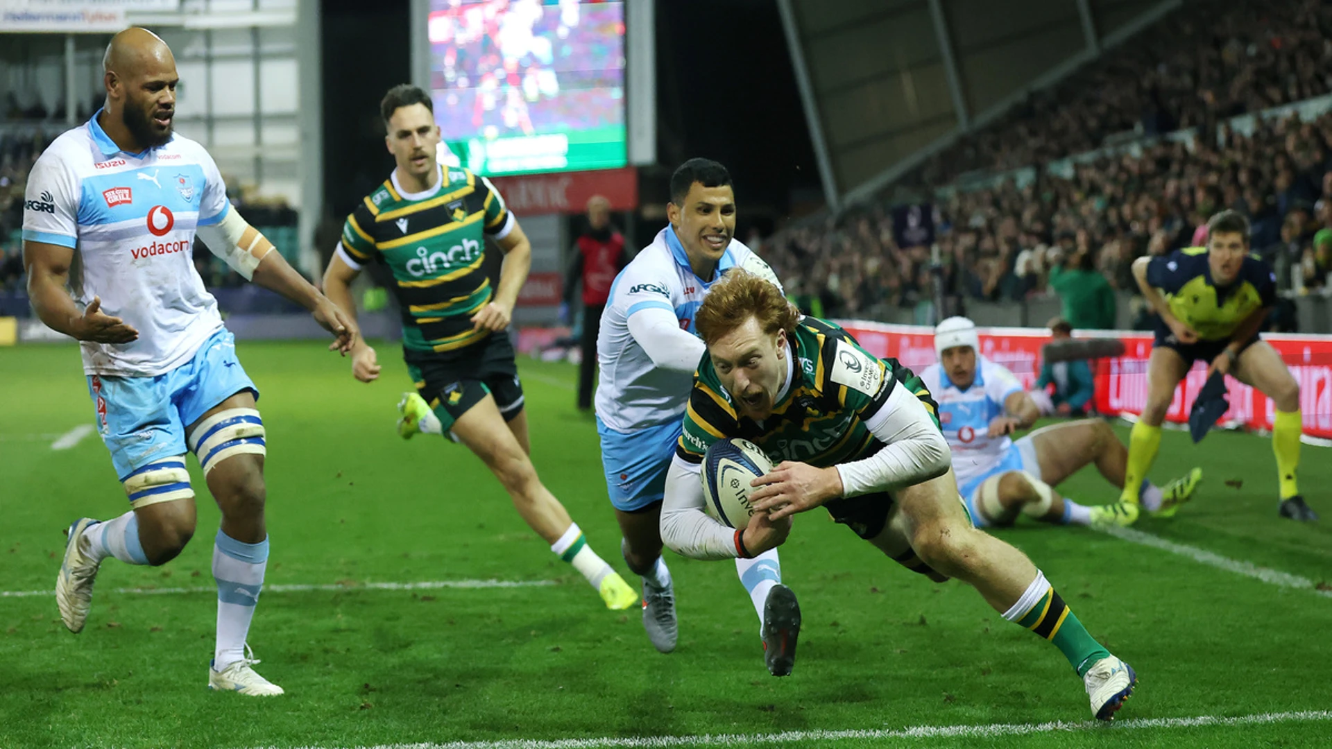 Saints demolish tame Bulls in eight-try blitz
