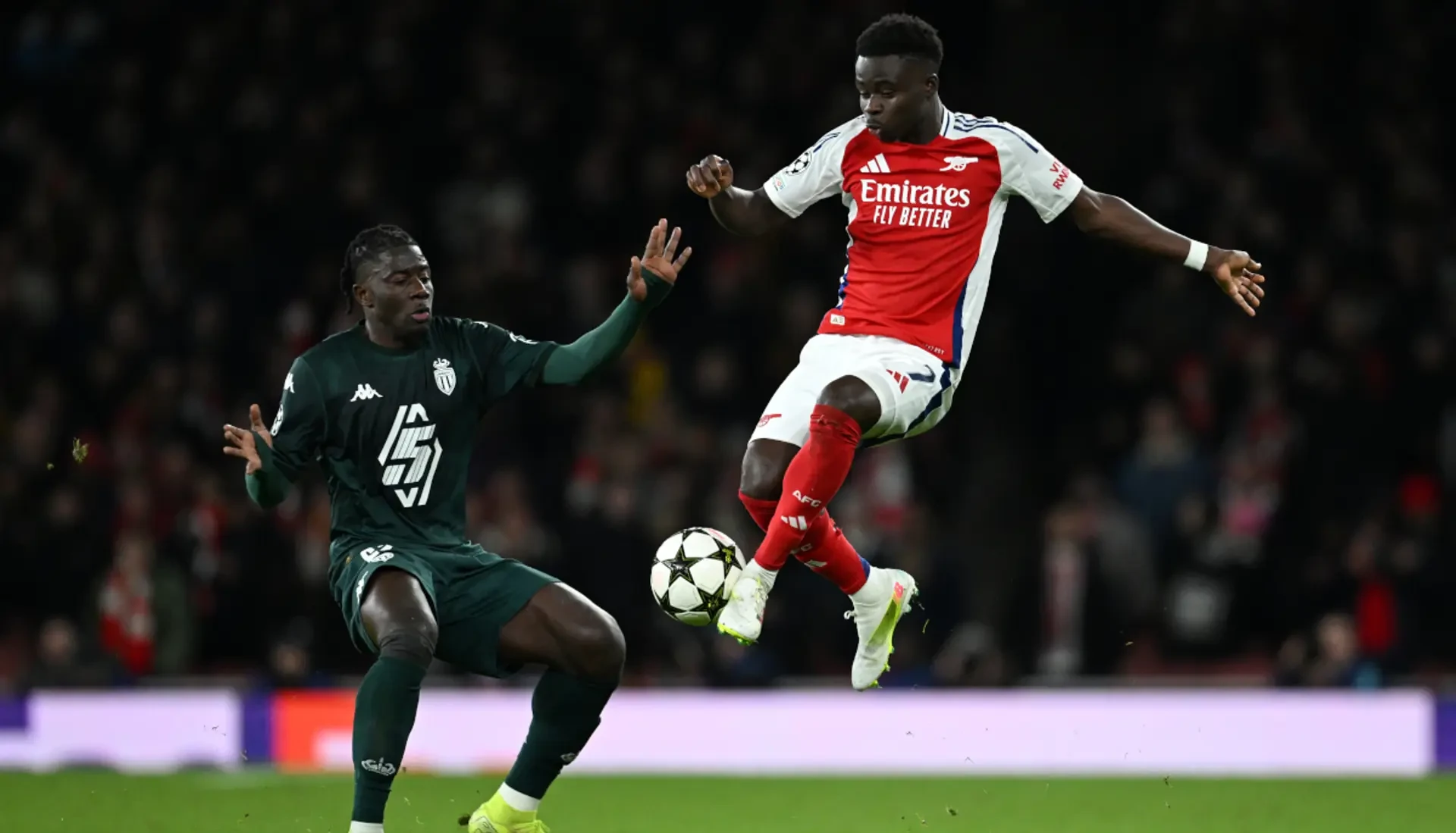 Saka brace sinks Monaco as Arsenal eye Champions League last 16