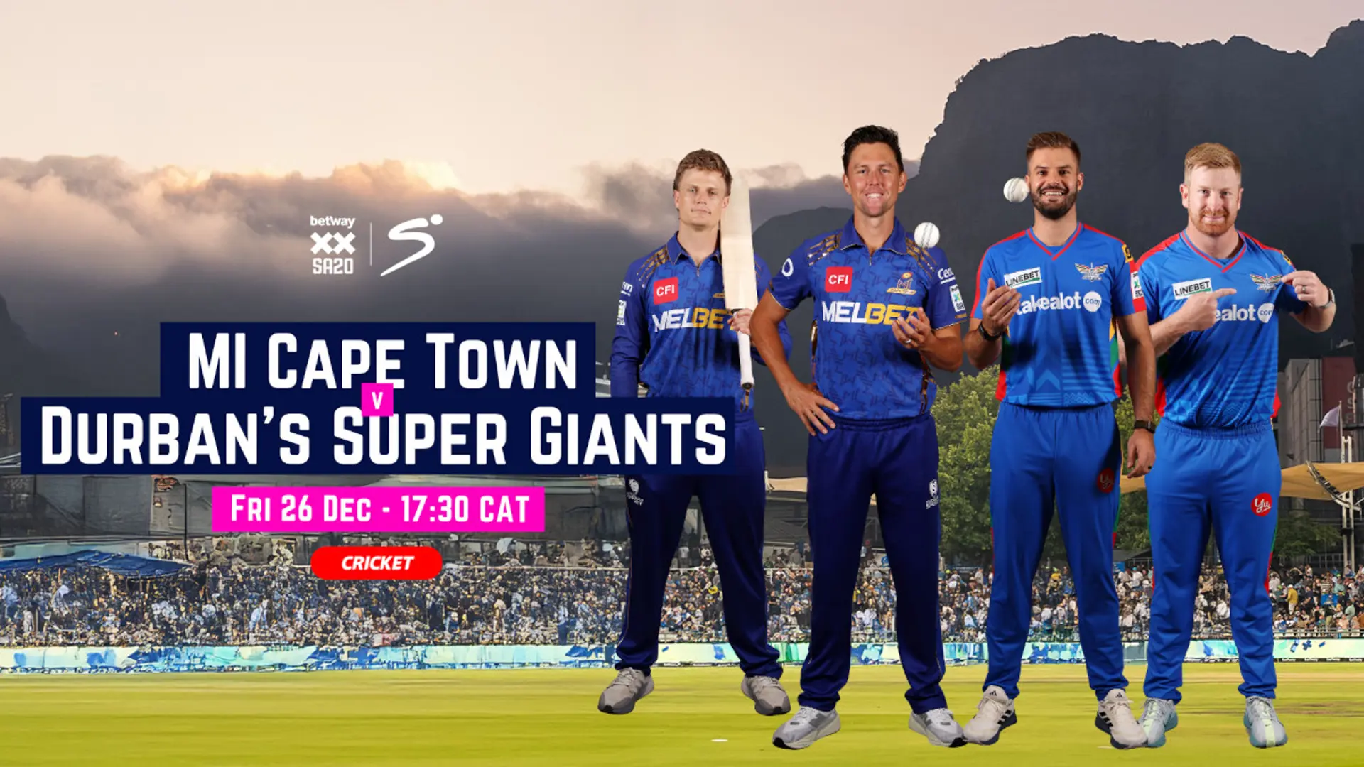 LIVE: SA20 - MI Cape Town v Durban's Super Giants