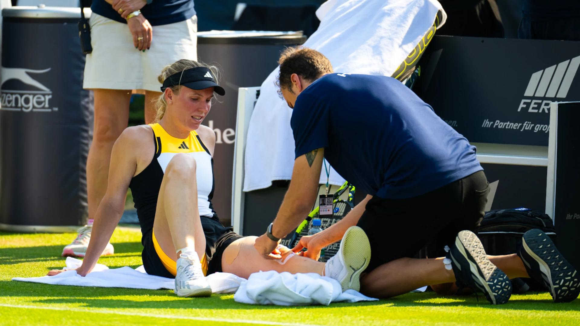 Wozniacki retires hurt after fall, Badosa knocked out at Bad Homburg