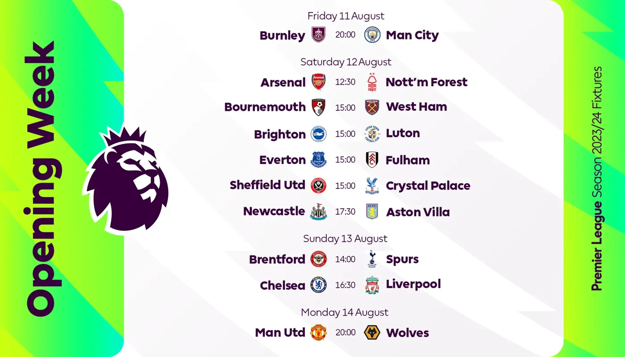 ARSENAL FULL FIXTURES/SCHEDULE IN PREMIER LEAGUE 2023/2024 