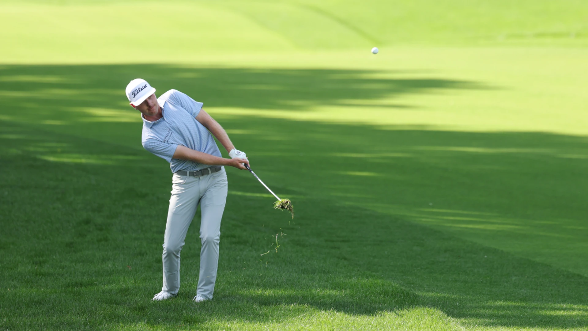 Eagle chip helps Gerard grabs PGA Championship lead with 66