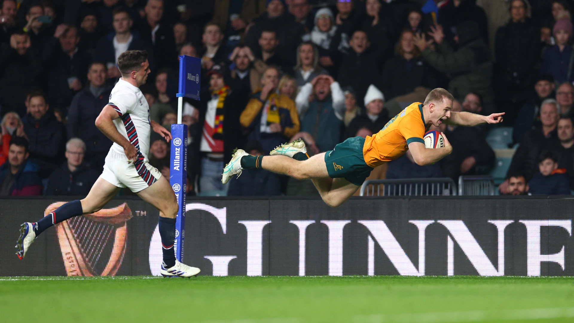 UPSET WIN: Jorgensen scores late as Wallabies sink England