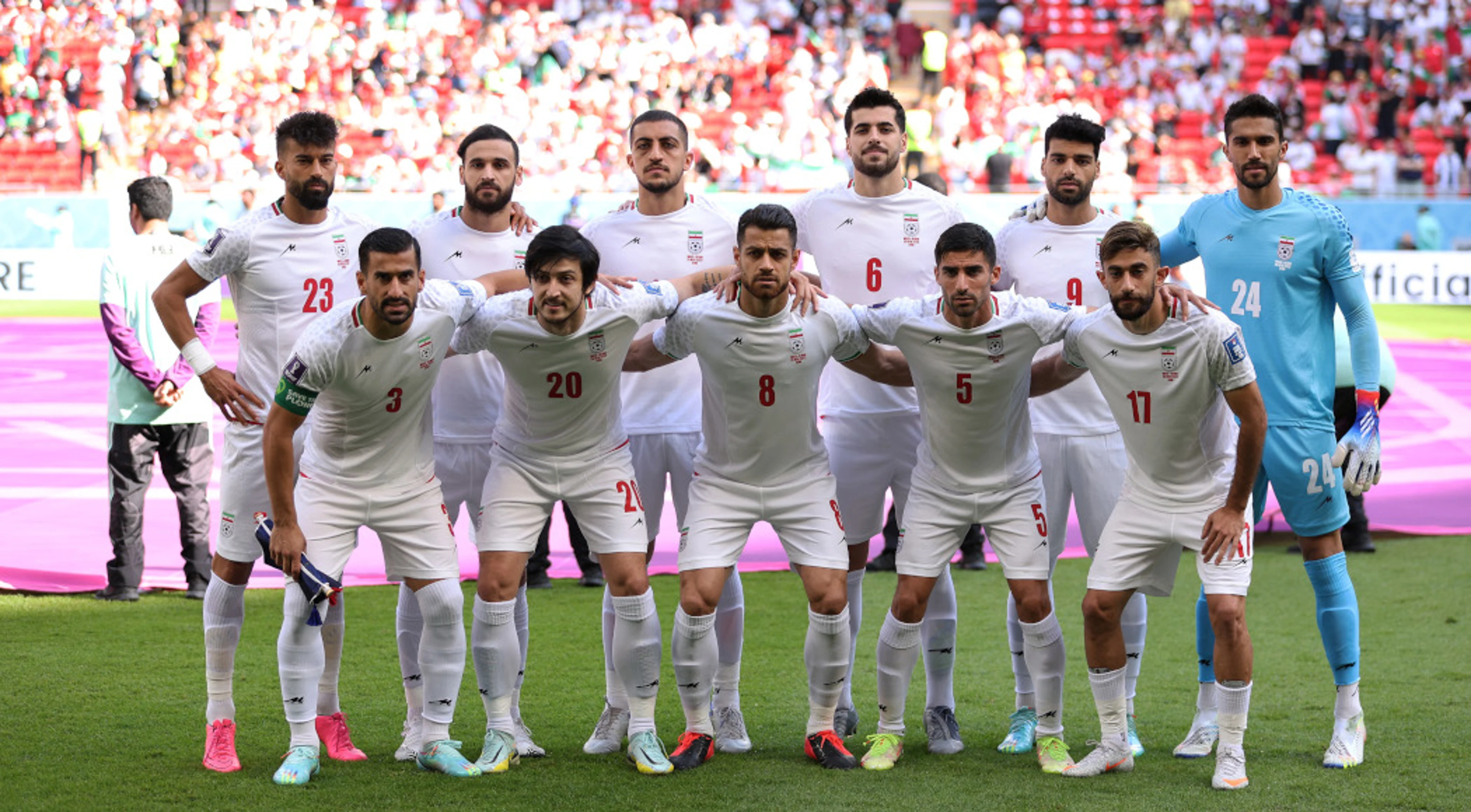 Iran team sing national anthem at World Cup