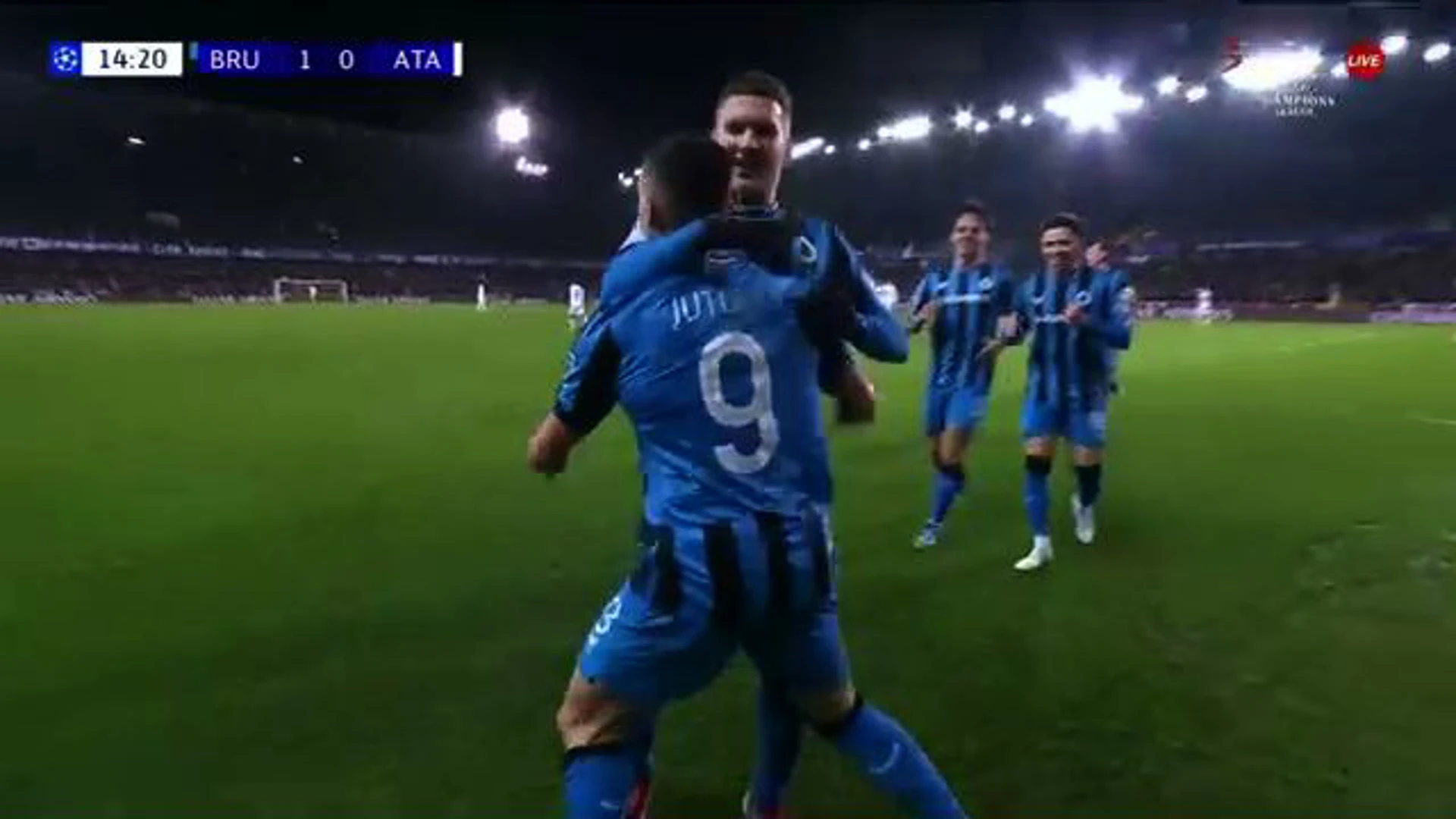 Ferran Jutgia Goal | Club Brugge v Atalanta | UEFA Champions League Knock-out Play-offs