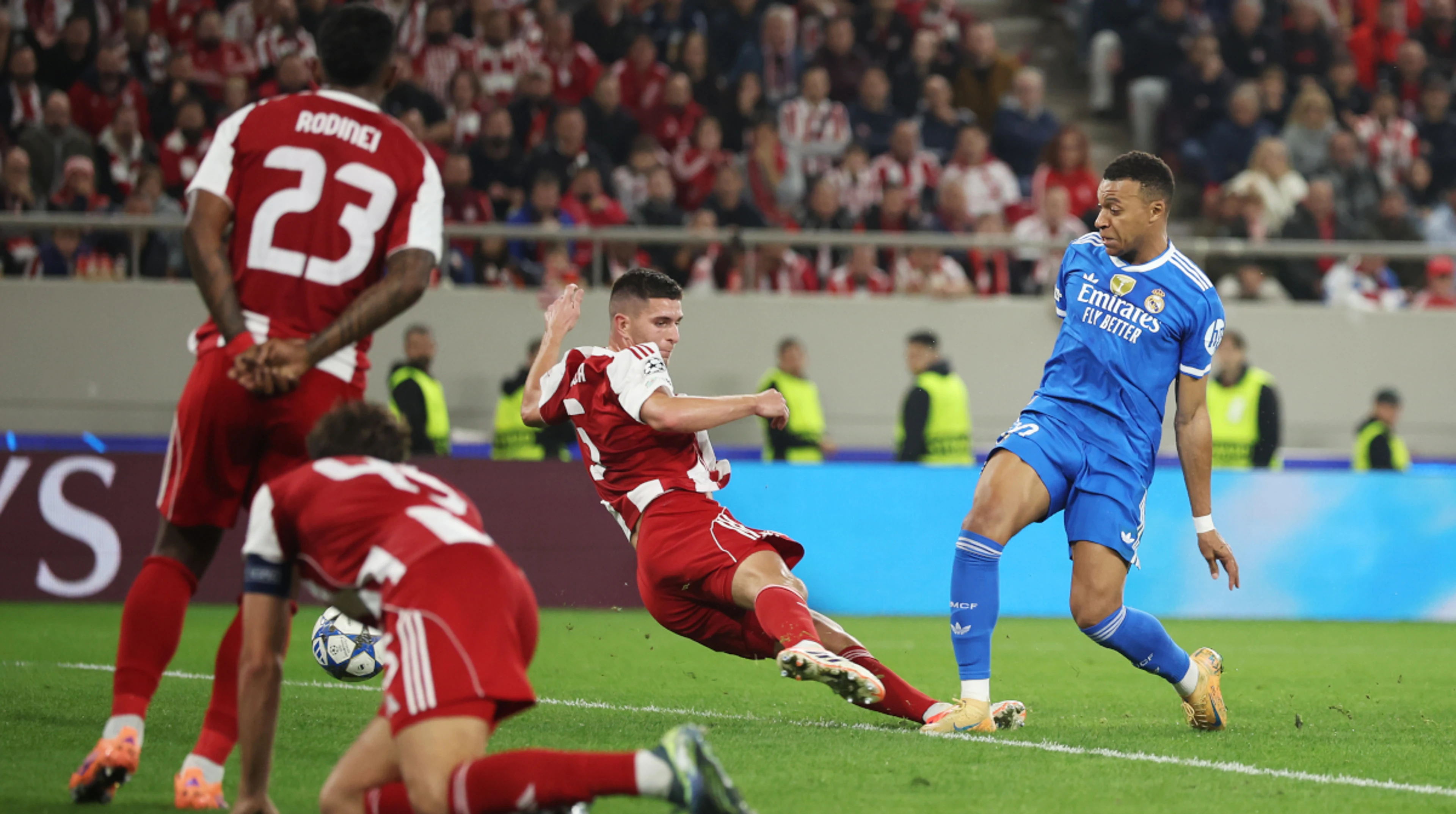 Mbappe hits four as Real Madrid hold off Olympiacos in thriller