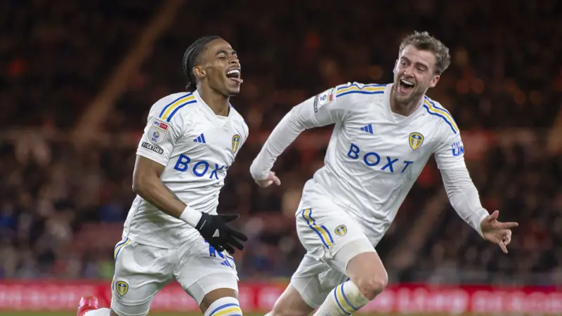 Leeds' promotion push back on track after seven-goal thriller at Boro