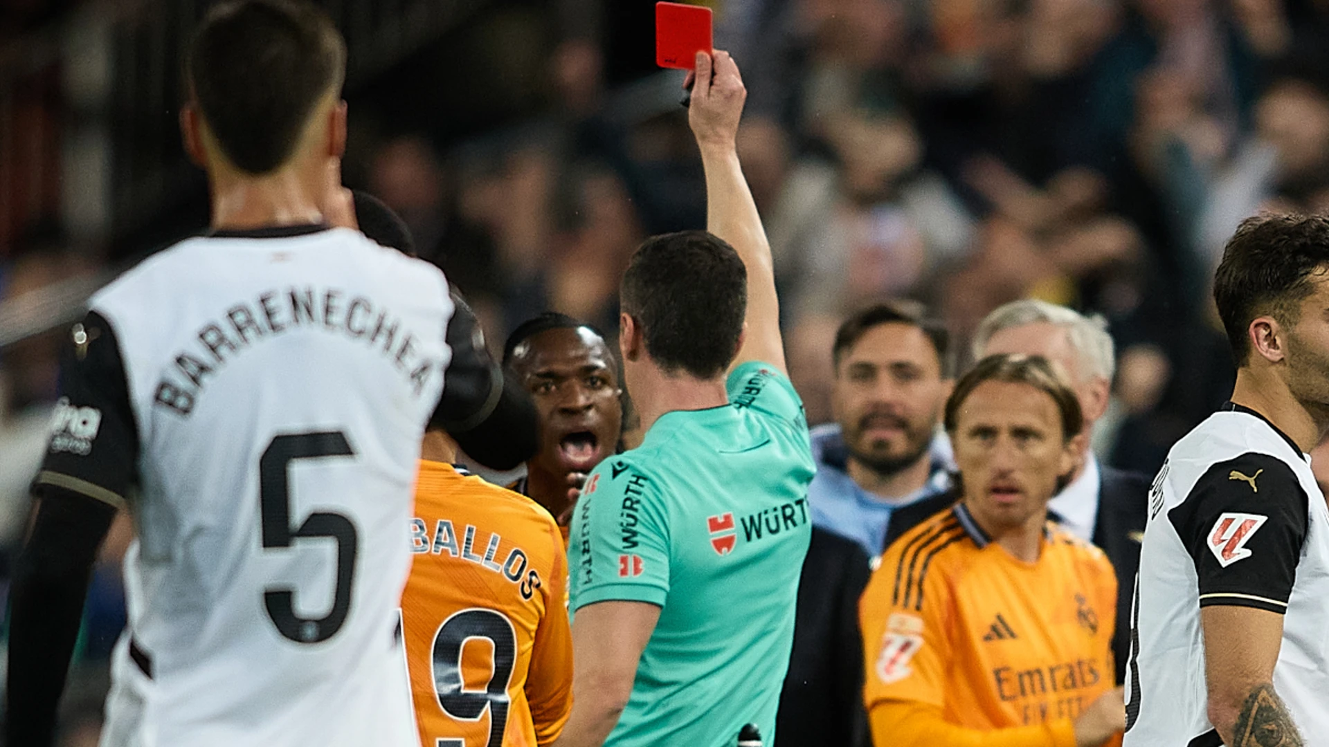 Ancelotti says Vinicius red card ban unfair