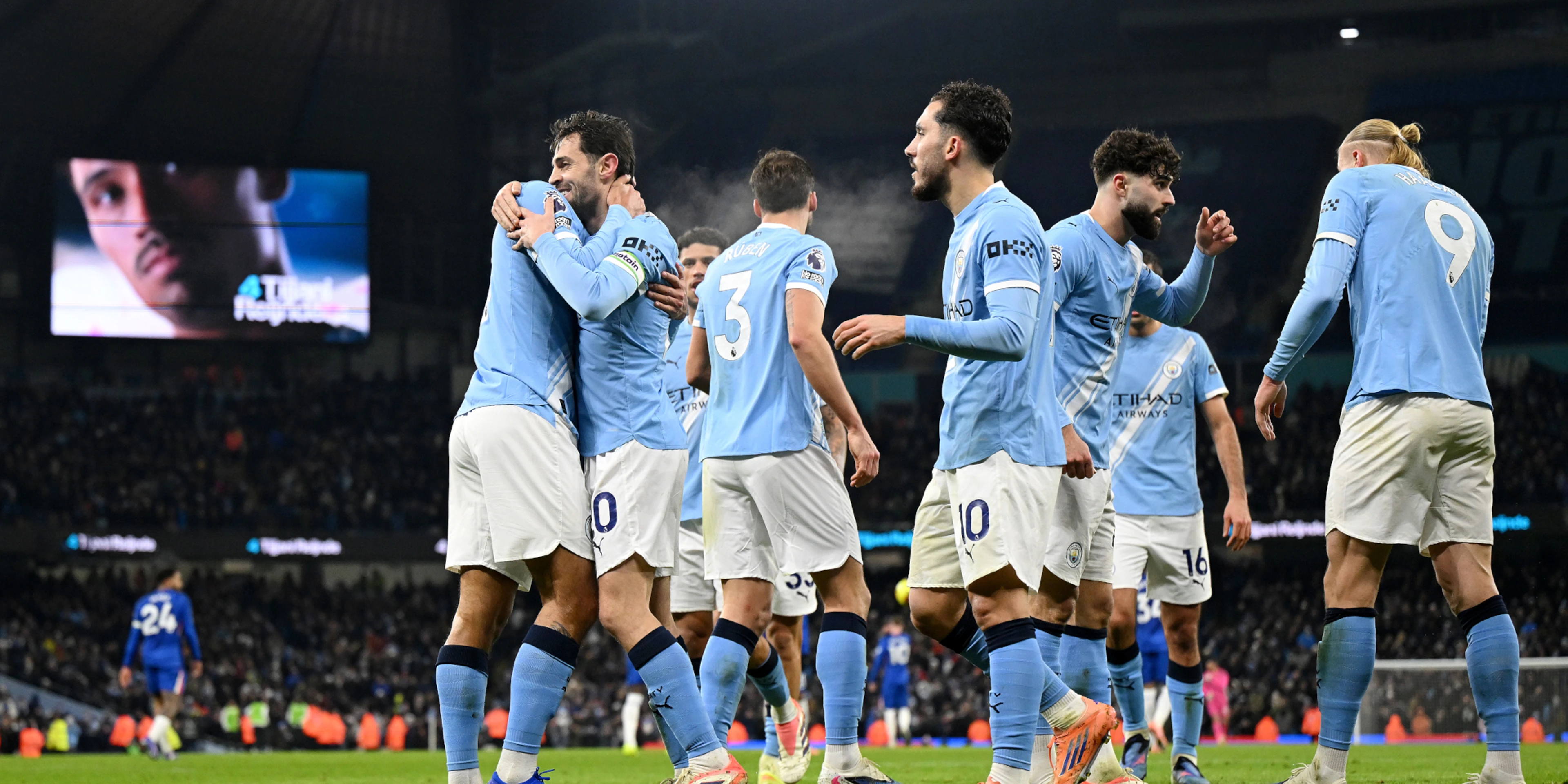 Man City title hopes hit by managerless Chelsea