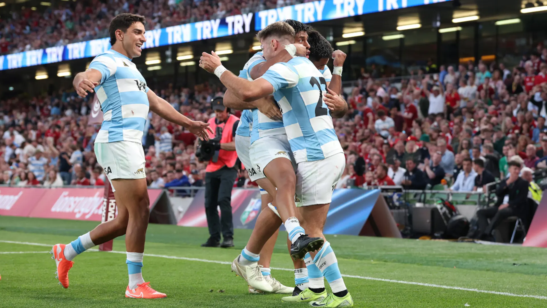 Argentina scored seven ties as they beat neighbours Uruguay