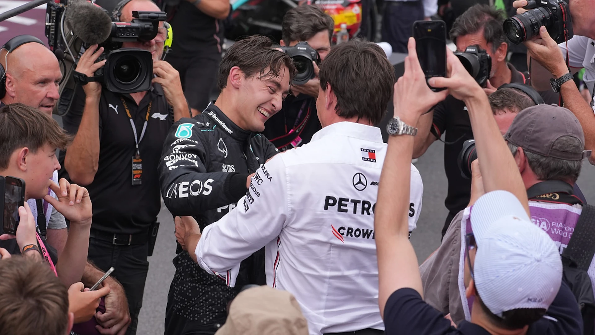 Wolff excited as improving Mercedes lock out front row