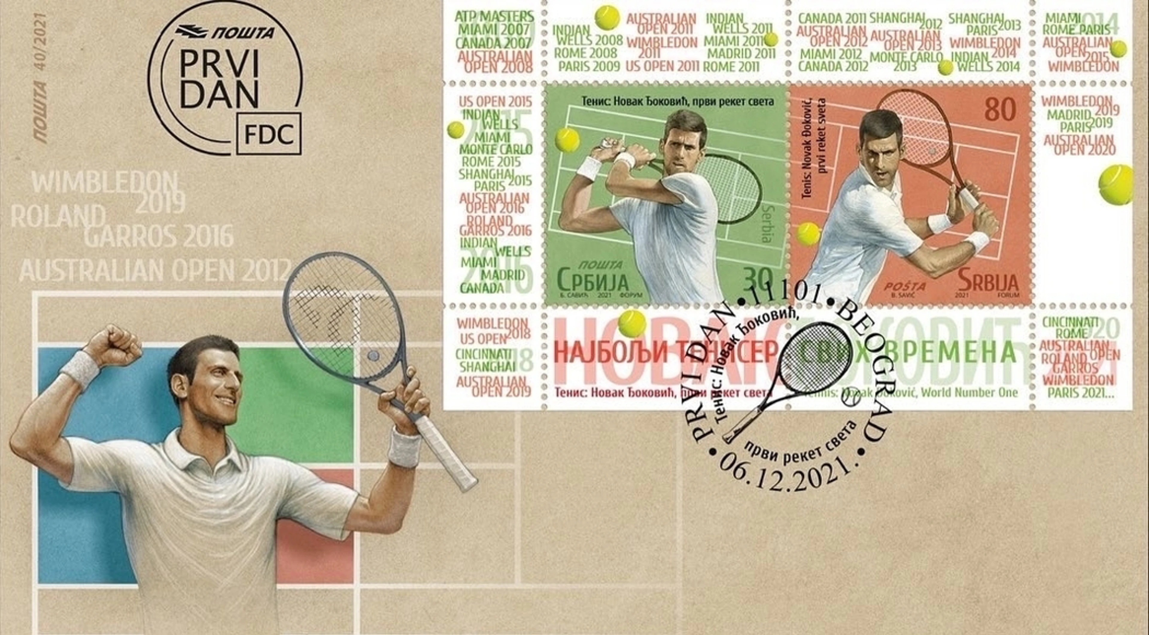Serbia postal service honours Djokovic with stamps
