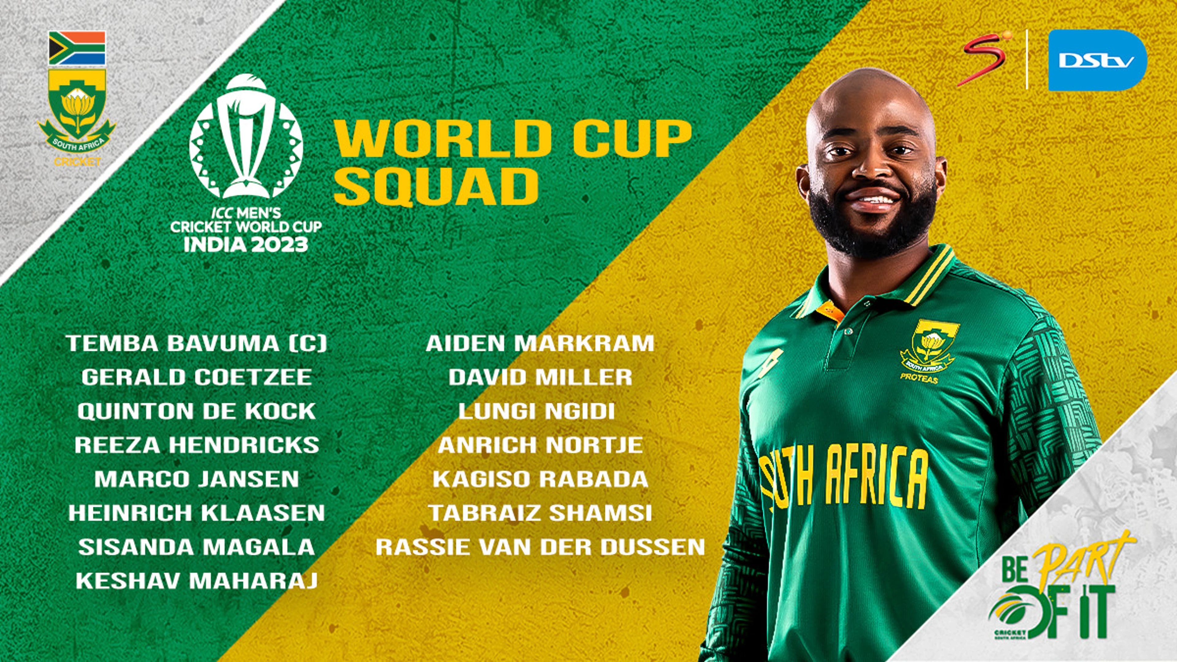 Proteas name eight World Cup debutants in 15-player squad