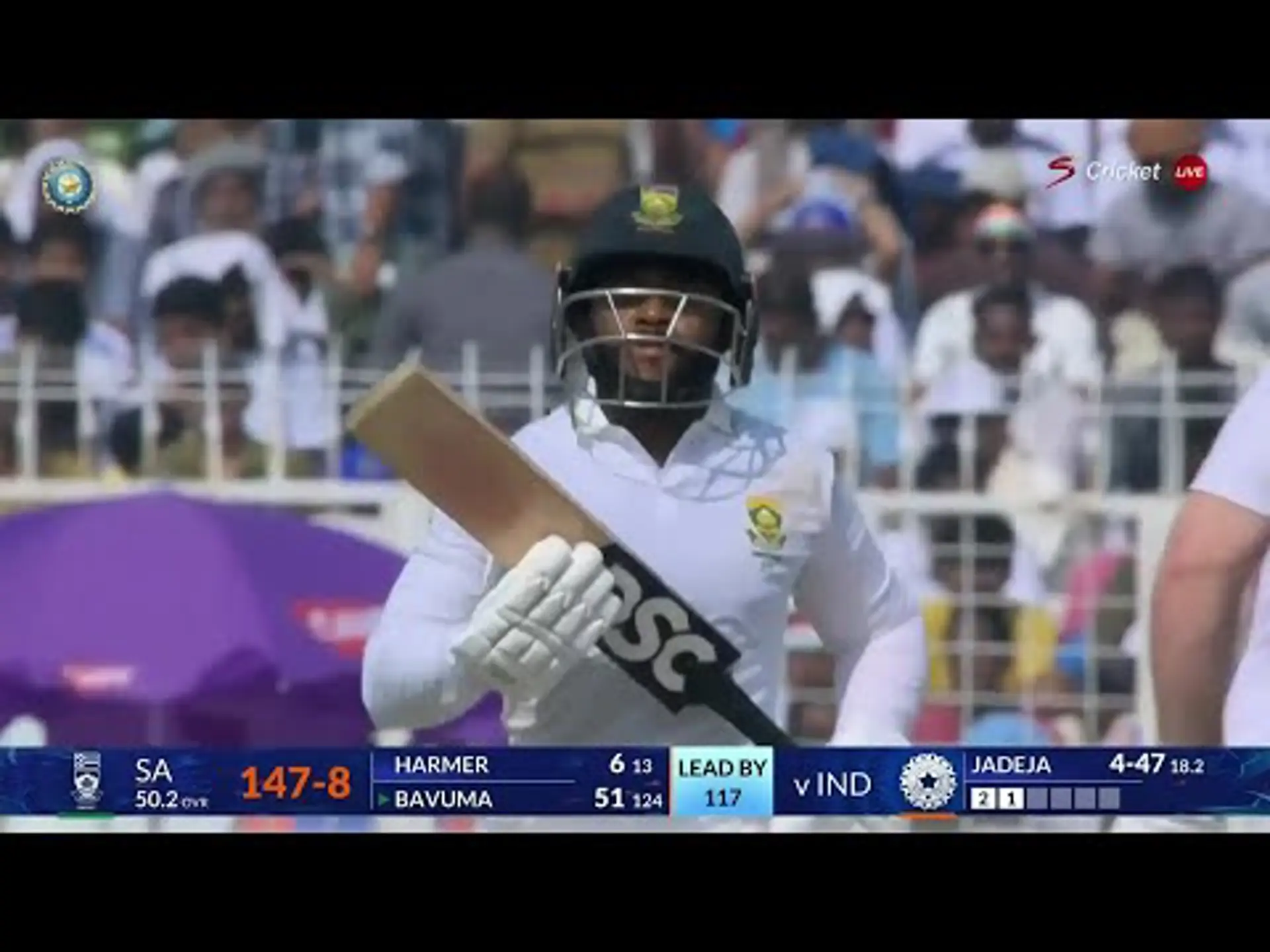 India v South Africa | 1st Test | 3rd innings | Temba Bavuma 29