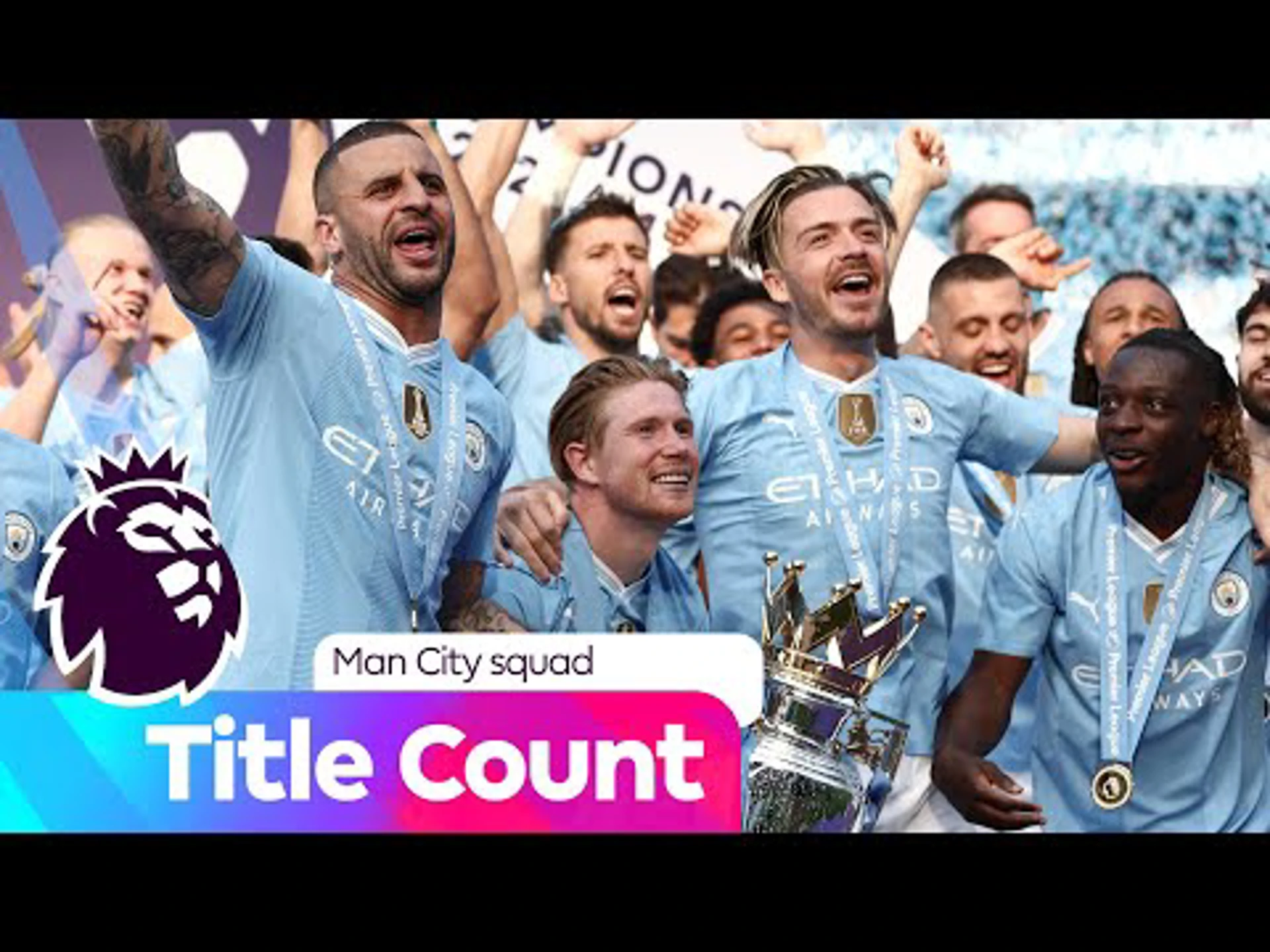 How many titles have the players in Man City's squad won | Premier League