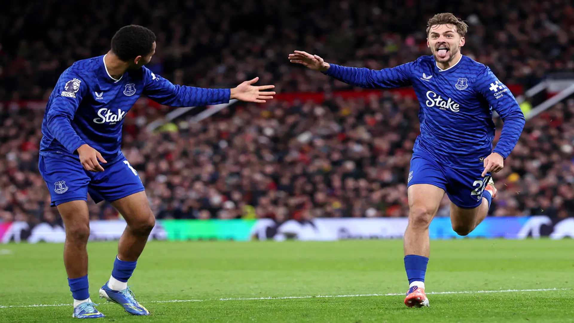 SWEET SUCCESS: Toffees shrug off bizarre red to triumph at Old Trafford