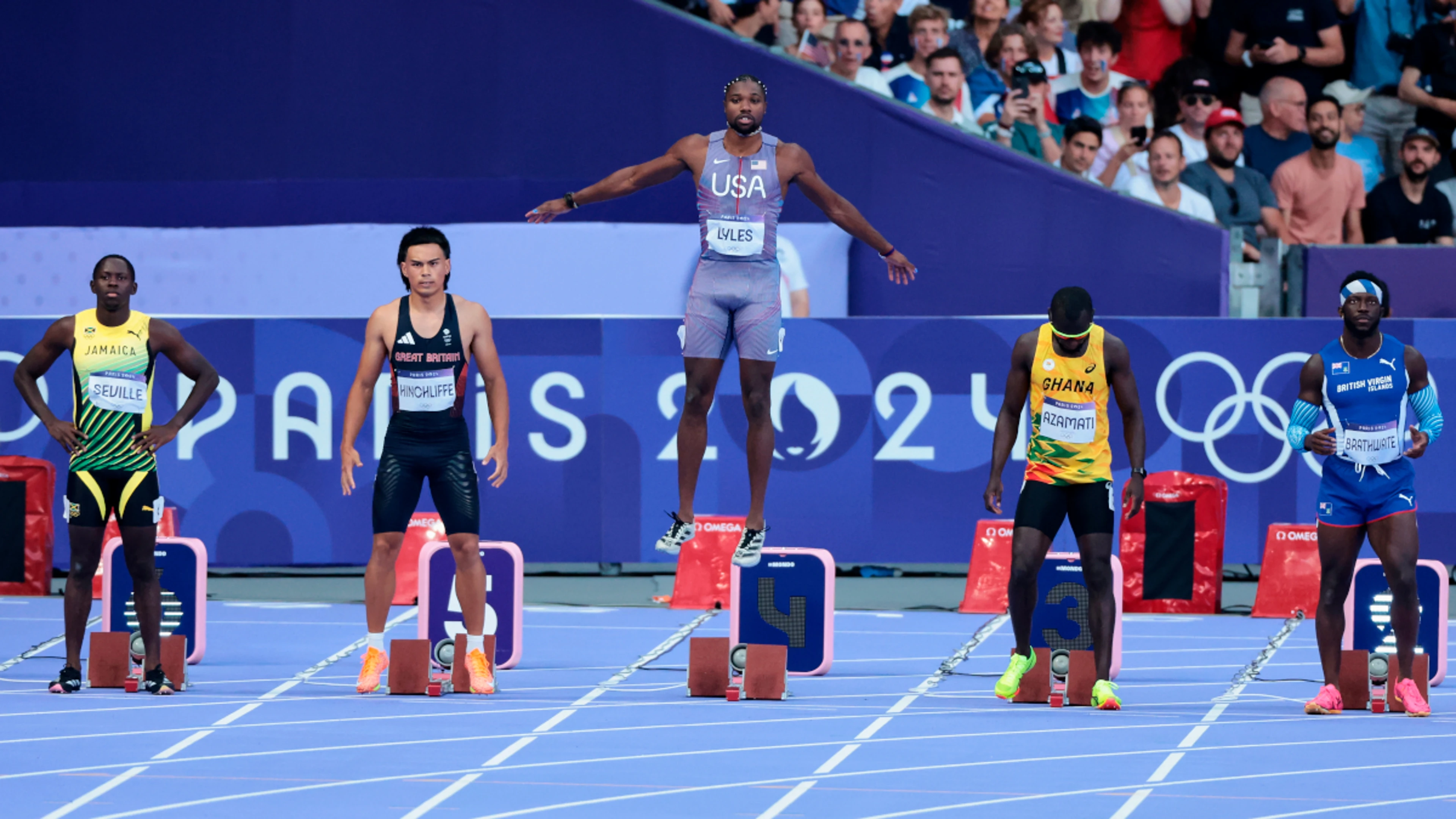 Pitch invasion bid delayed men's Olympic 100m final