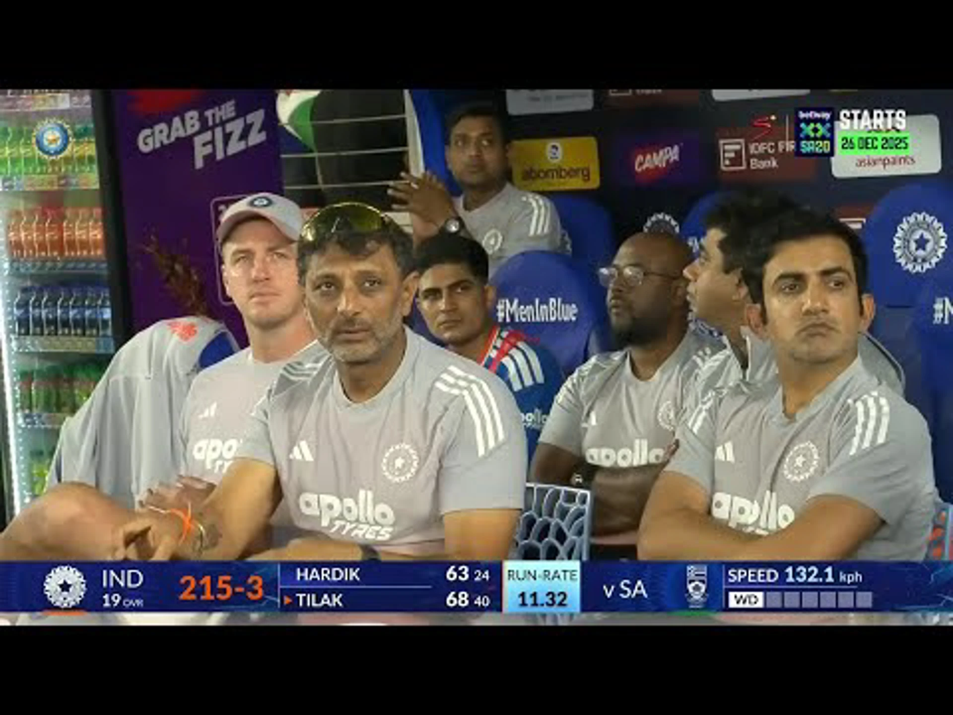 India v South Africa | 5th T20 | 1st innings | Tilak Varma 73