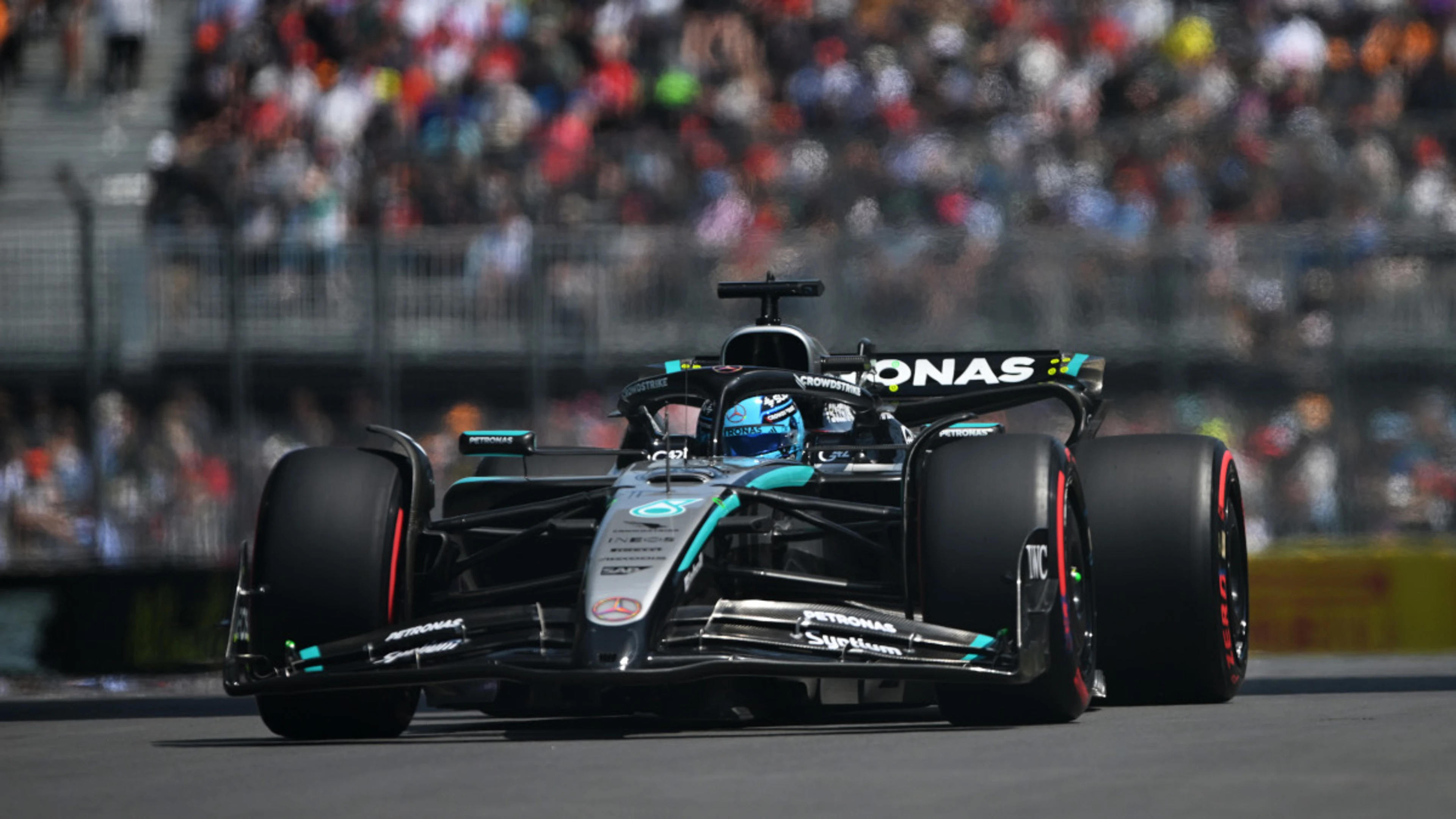 Leclerc crashes, Russell top in Canadian GP practice