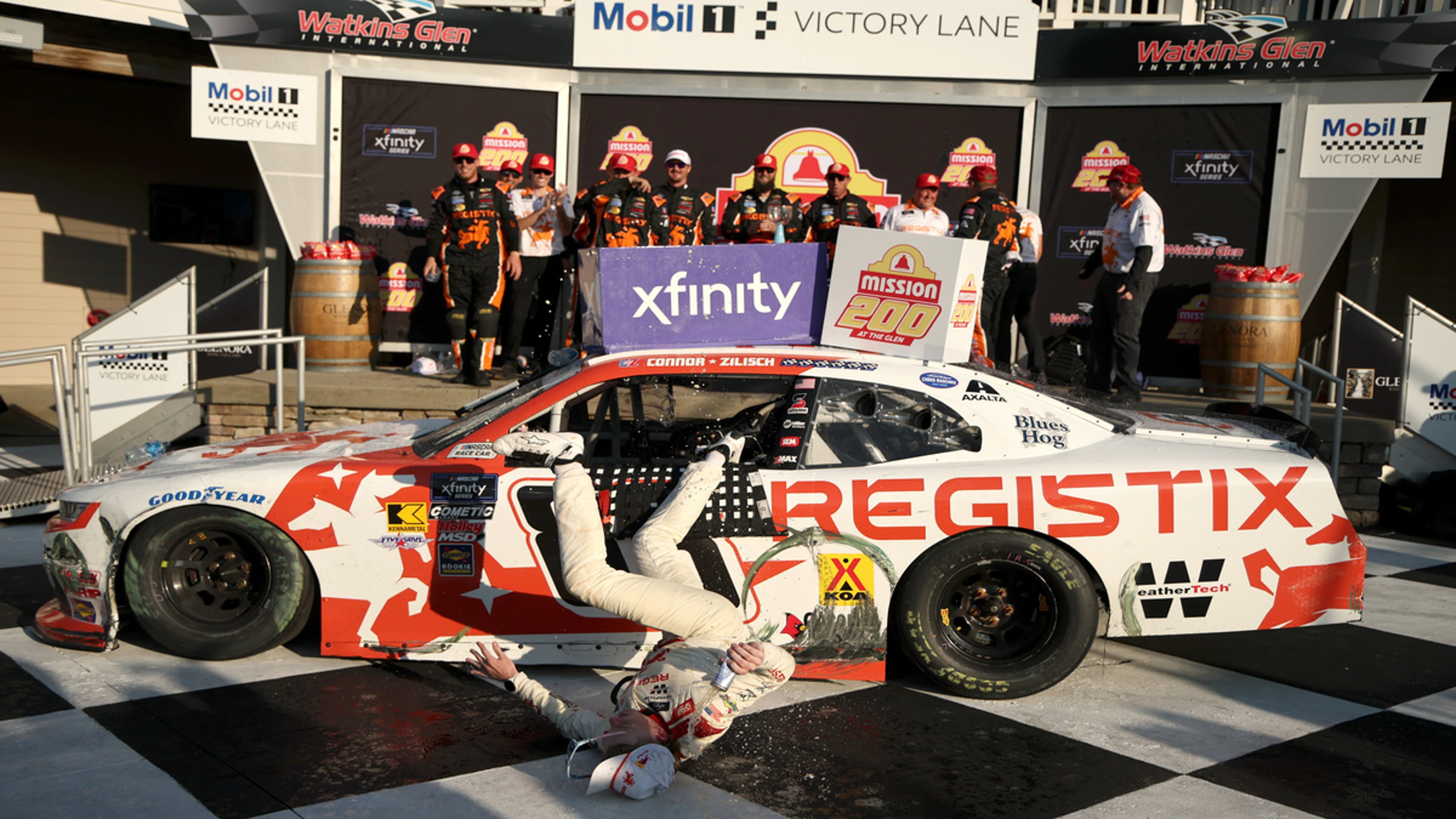 NASCAR driver breaks collarbone in fall as he celebrates win