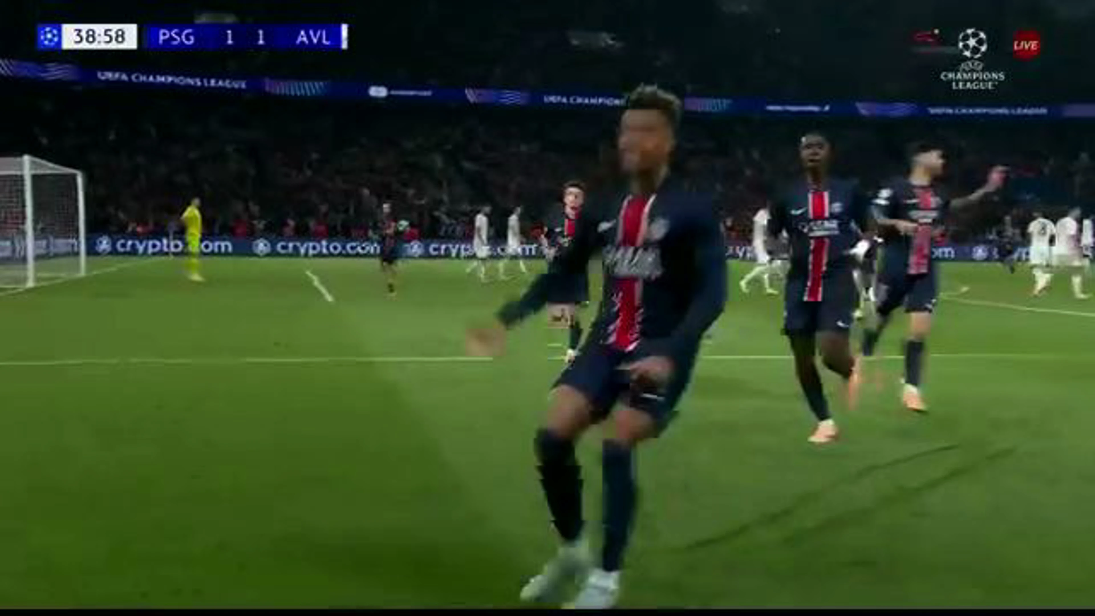 Desire Doue Goal | PSG v Aston Villa | UEFA Champions League Quarter Finals