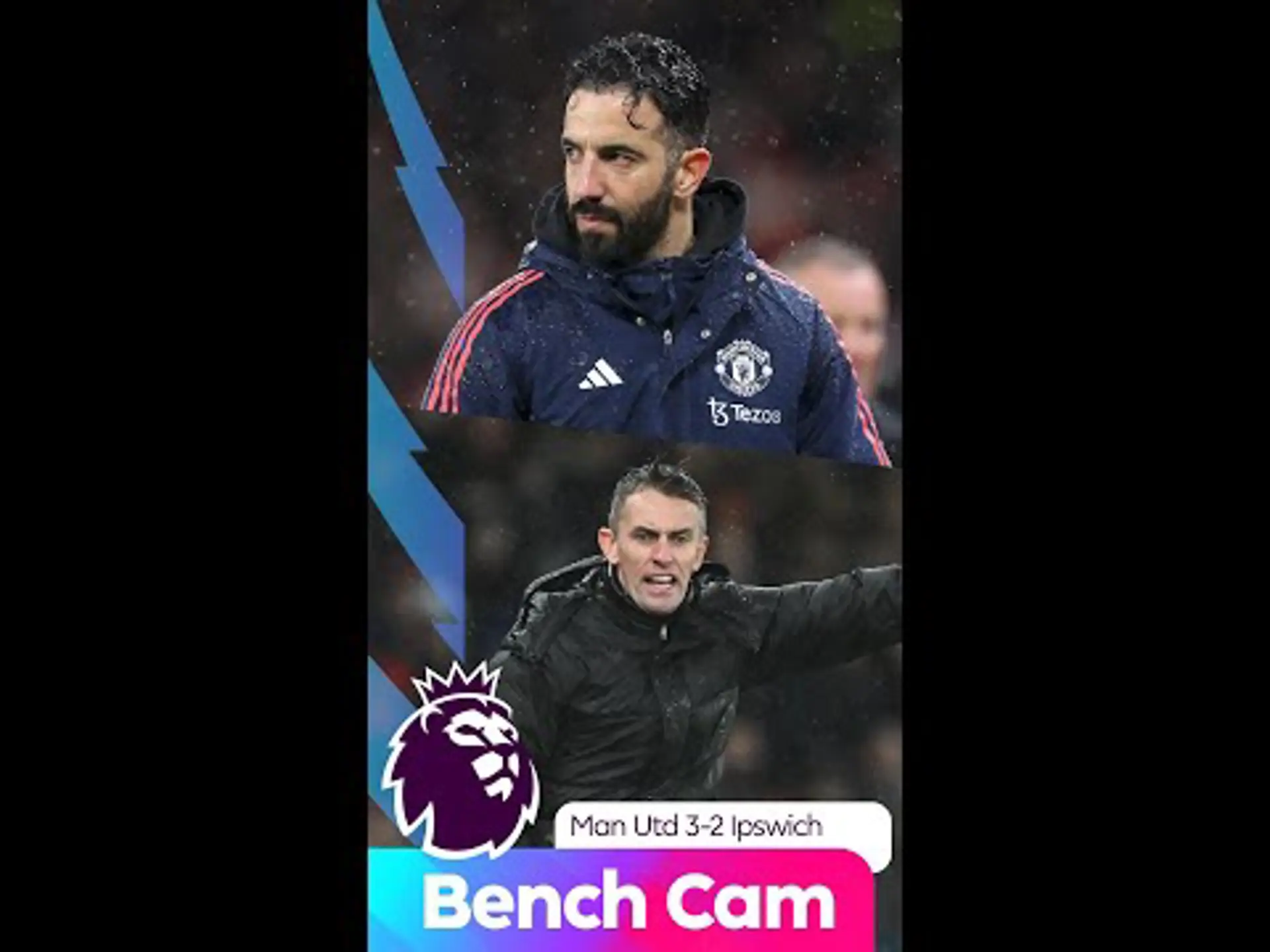 Bench Cam | Amorim and McKenna react to Man United's 3-2 win against Ipswich!