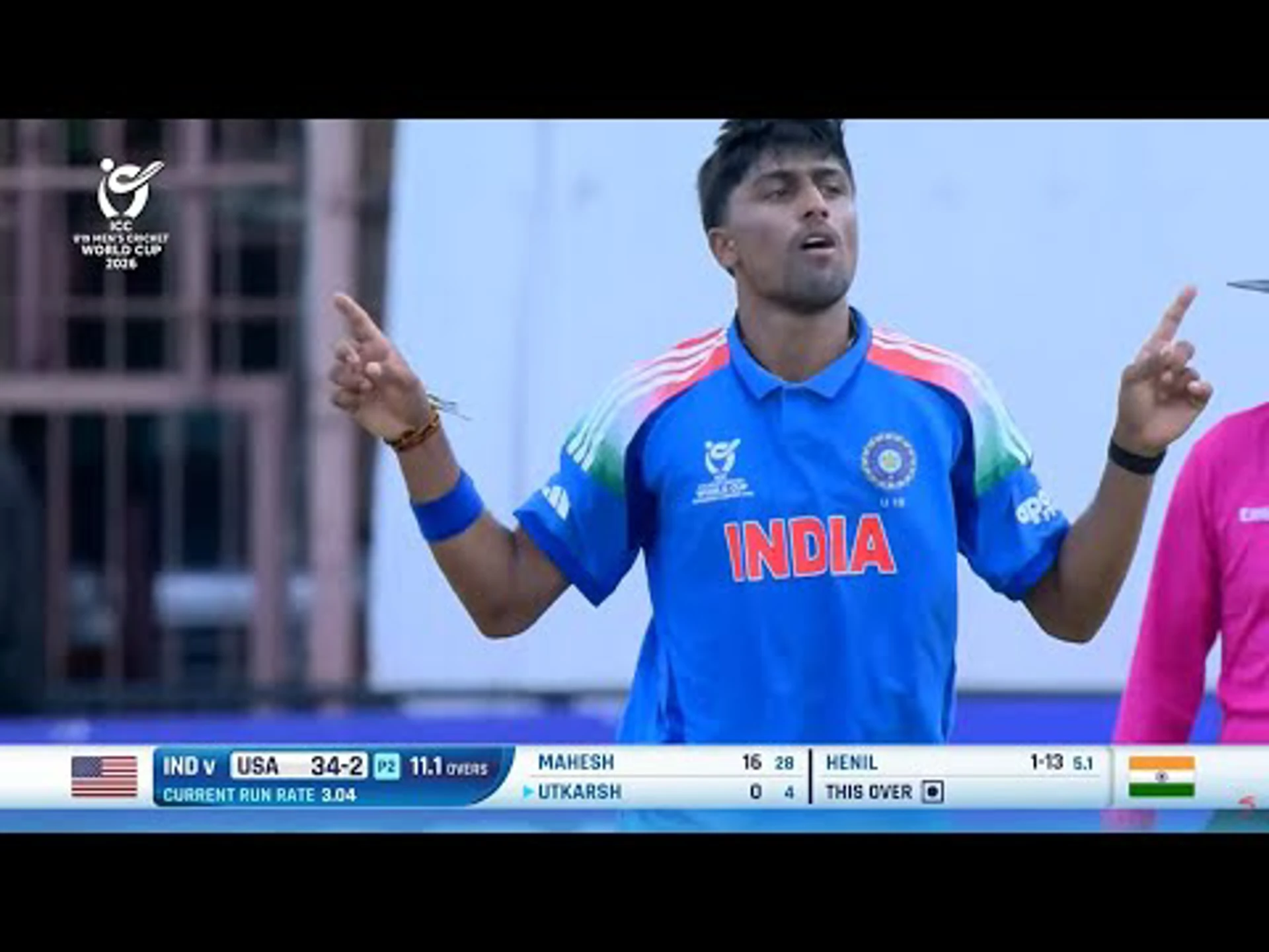 Henil Patel's 5 Wickets haul | United States v India | ICC U19 Cricket World Cup