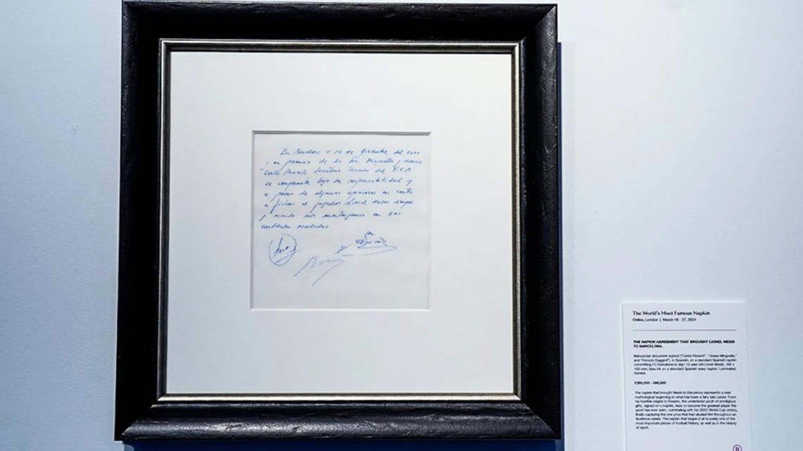 Napkin used by Barcelona to sign Messi sold for nearly $1 million