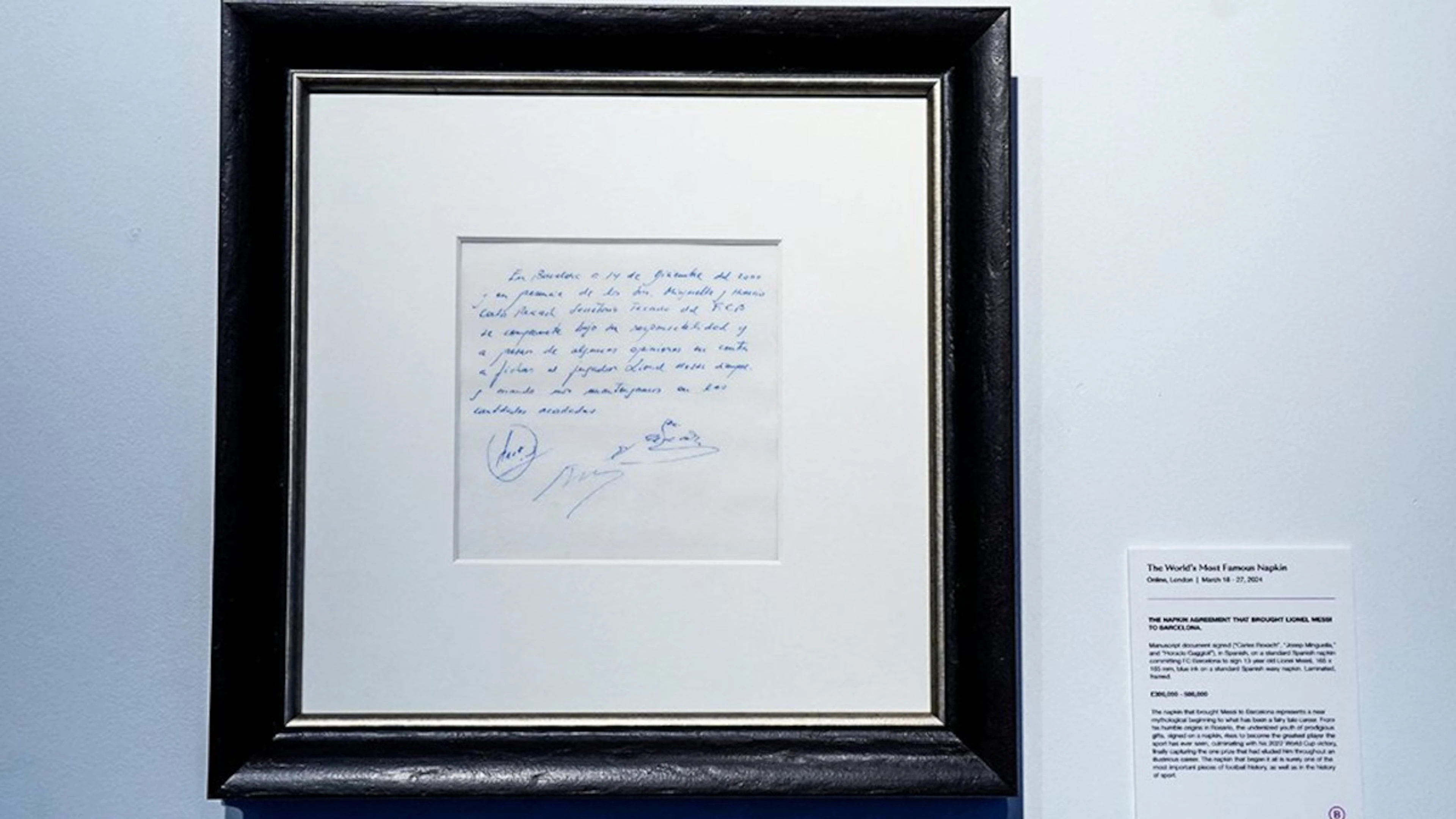 Napkin used by Barcelona to sign Messi sold for nearly $1 million