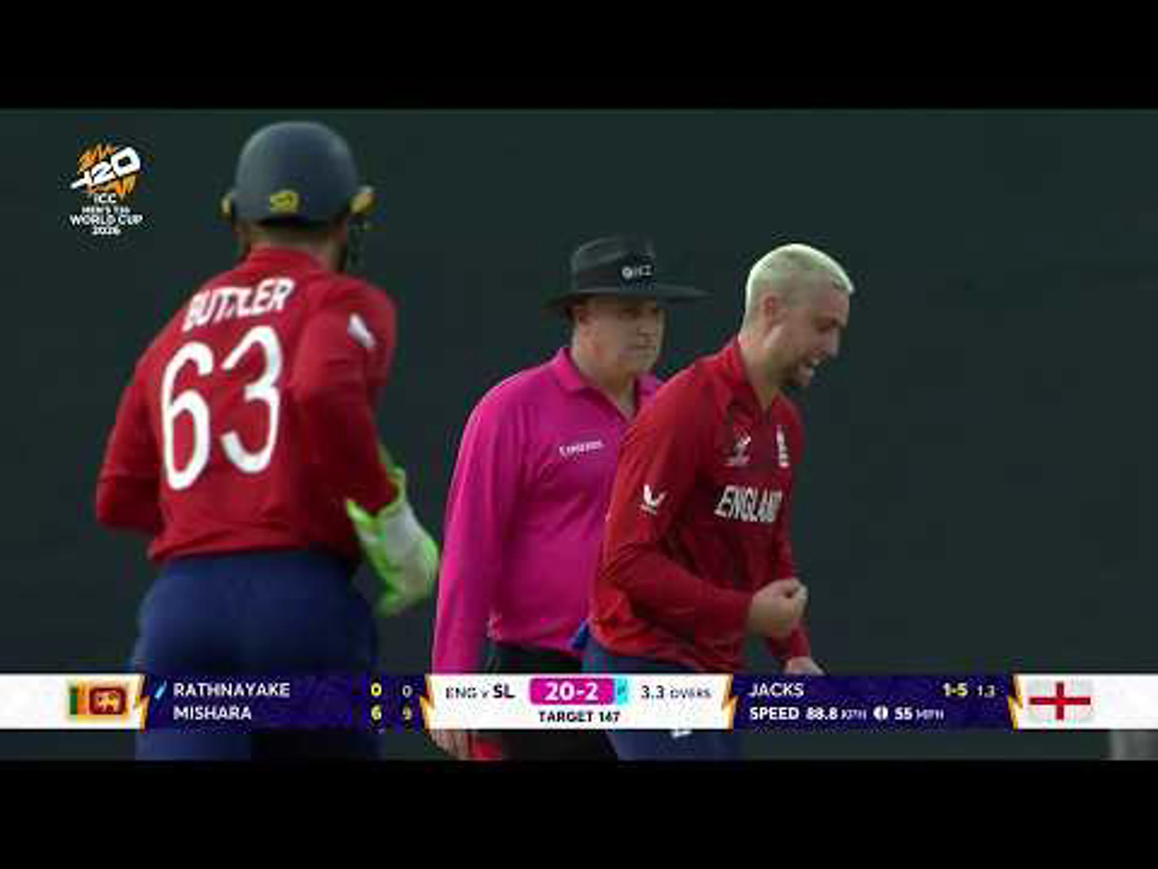Will Jacks 3 wickets | Sri Lanka v England | ICC T20 World Cup Super 8 Group 2