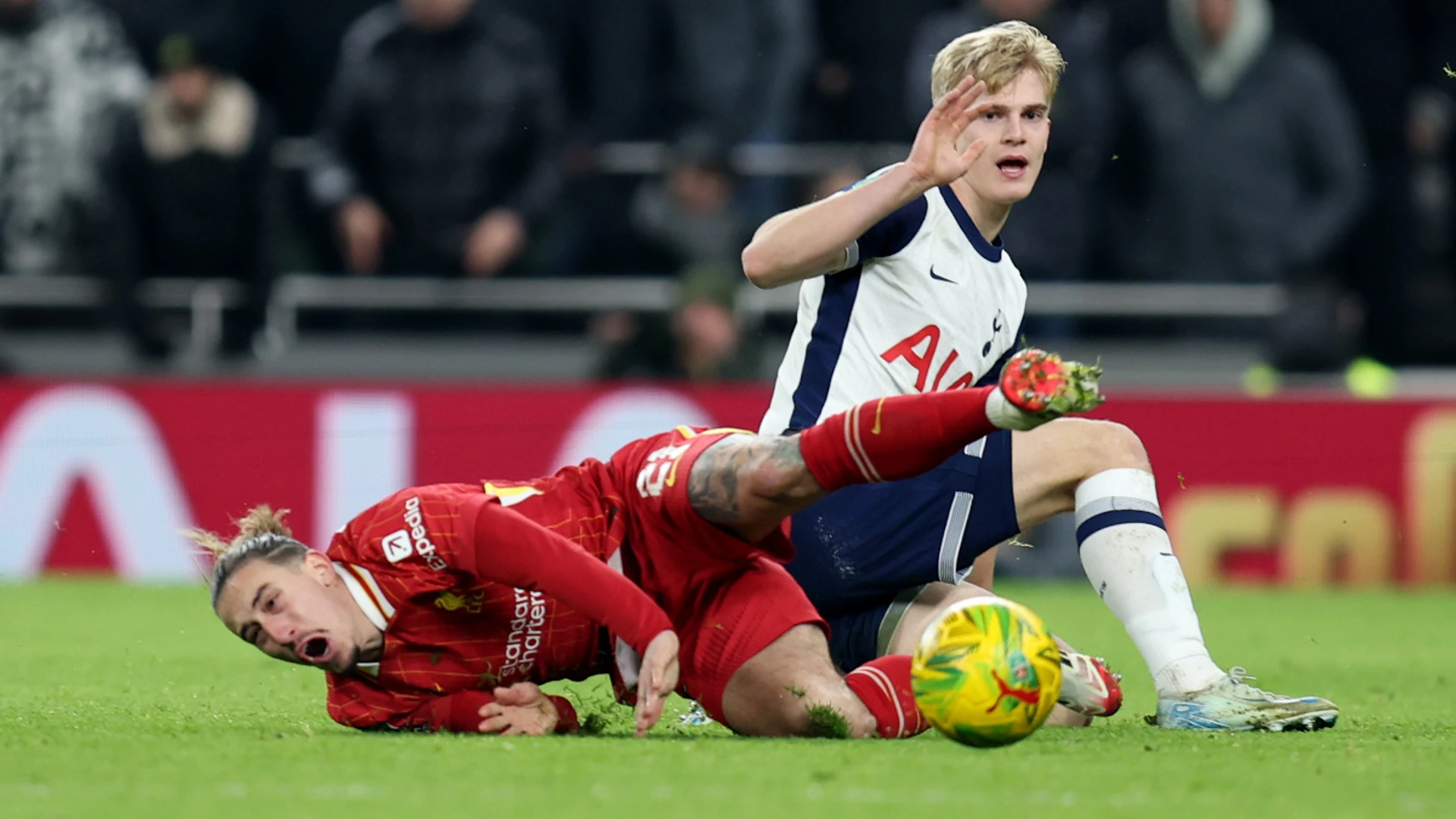 Slot fumes after Spurs teenager Bergvall avoids red card to sink Liverpool