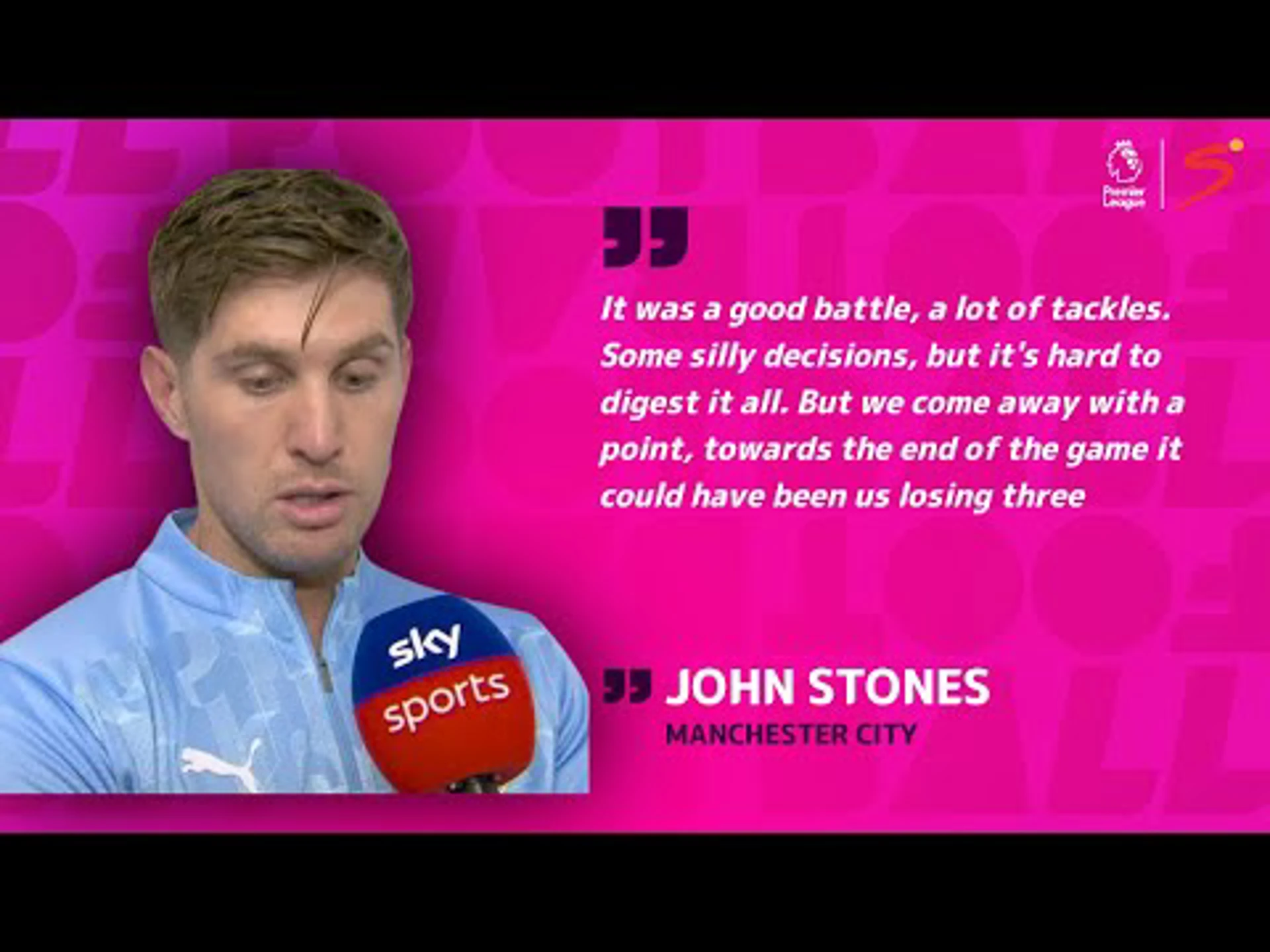 Stones frustrated despite late equaliser | Manchester City v Arsenal