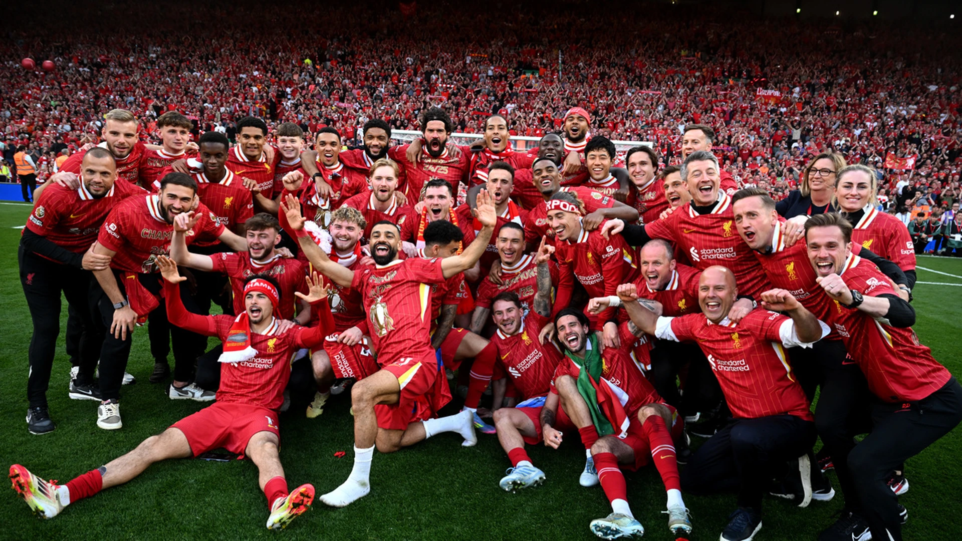 POP THE CHAMPAGNE: Liverpool clinch record-equalling 20th English title in style