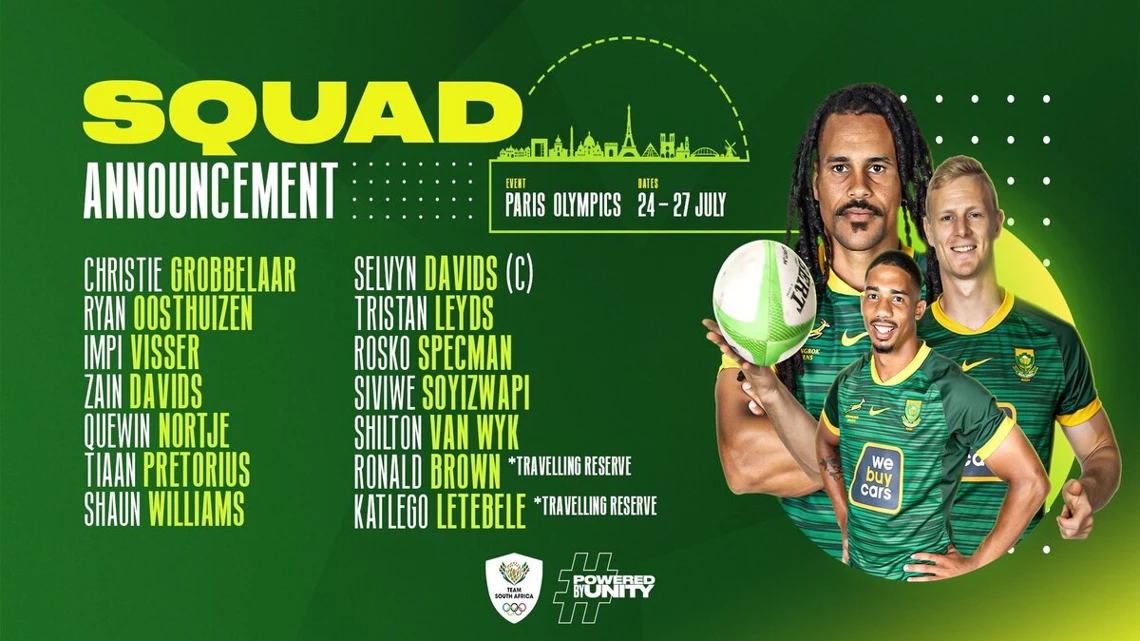 Springbok Sevens squad named for 2024 Olympic Games SuperSport