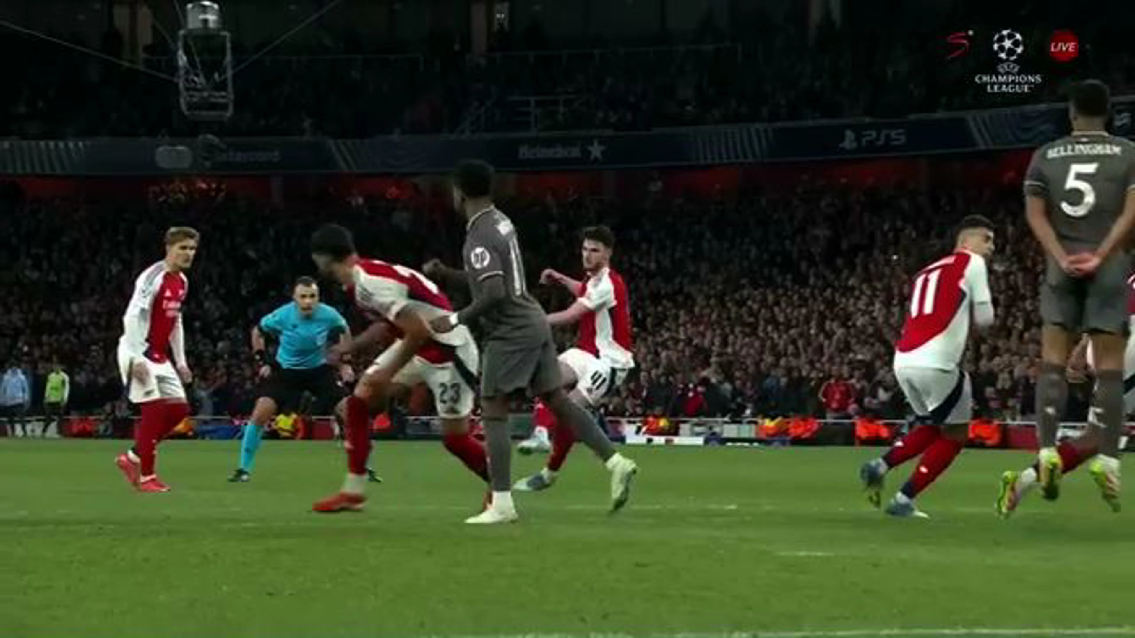 Declan Rice 2nd Goal | Arsenal v Real Madrid | UEFA Champions League Quarter Finals