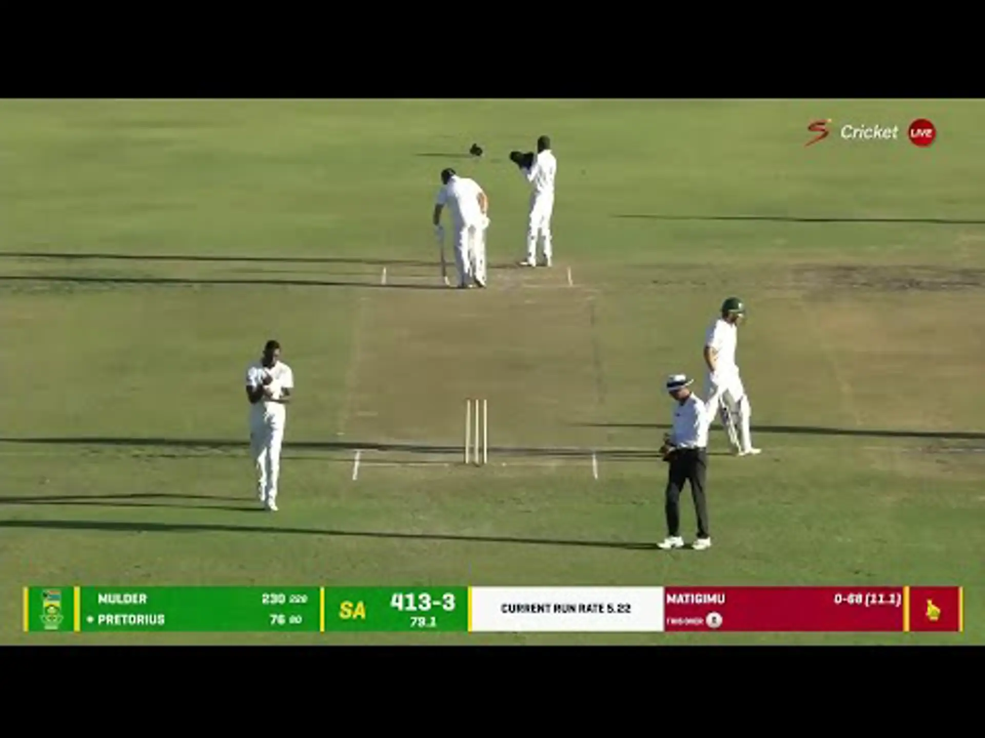 Zimbabwe v South Africa | 2nd Test | 1st innings | Lhuan-Dre Pretorius 78