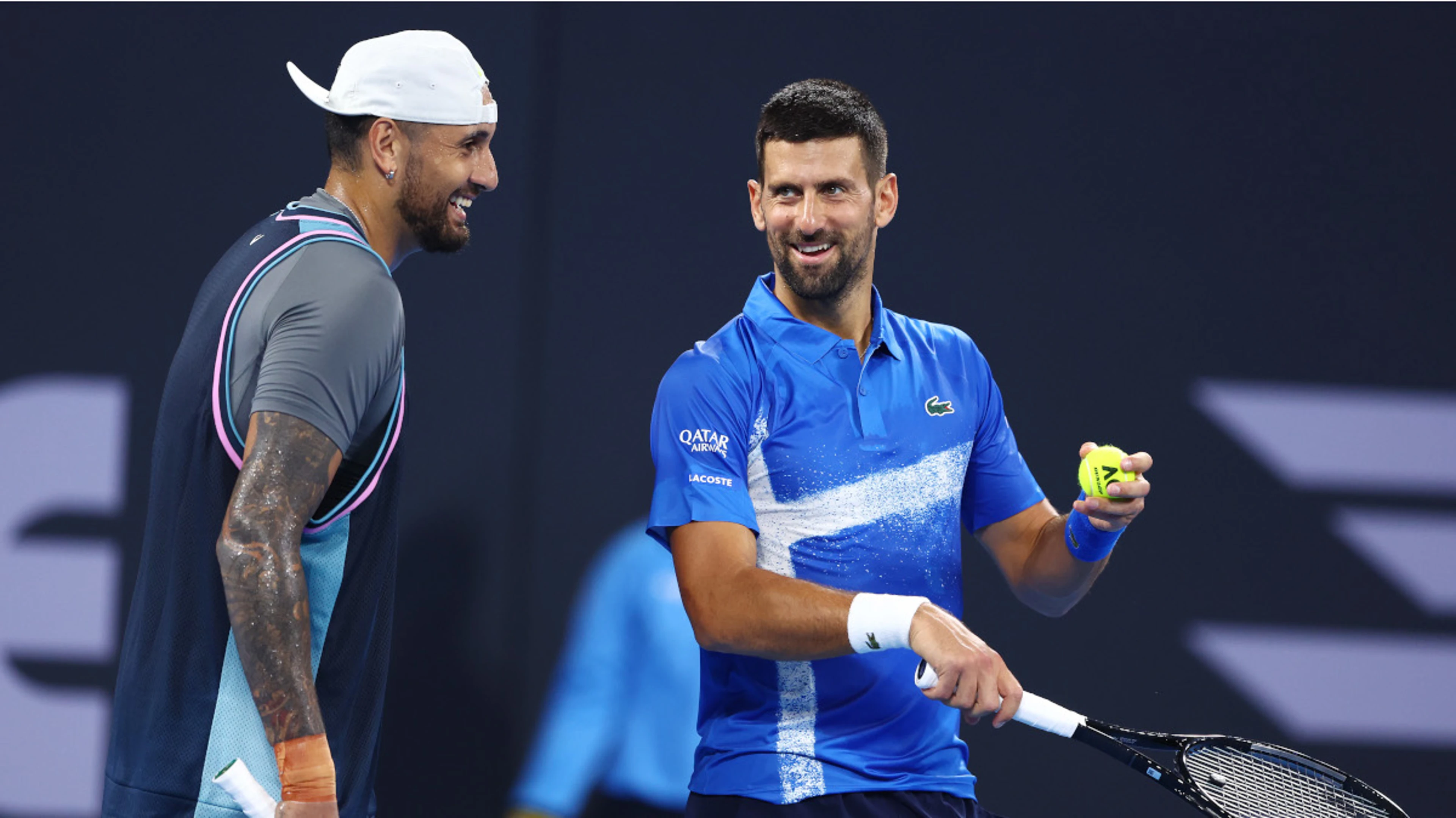 Djokovic and Kyrgios delight on doubles debut in Brisbane