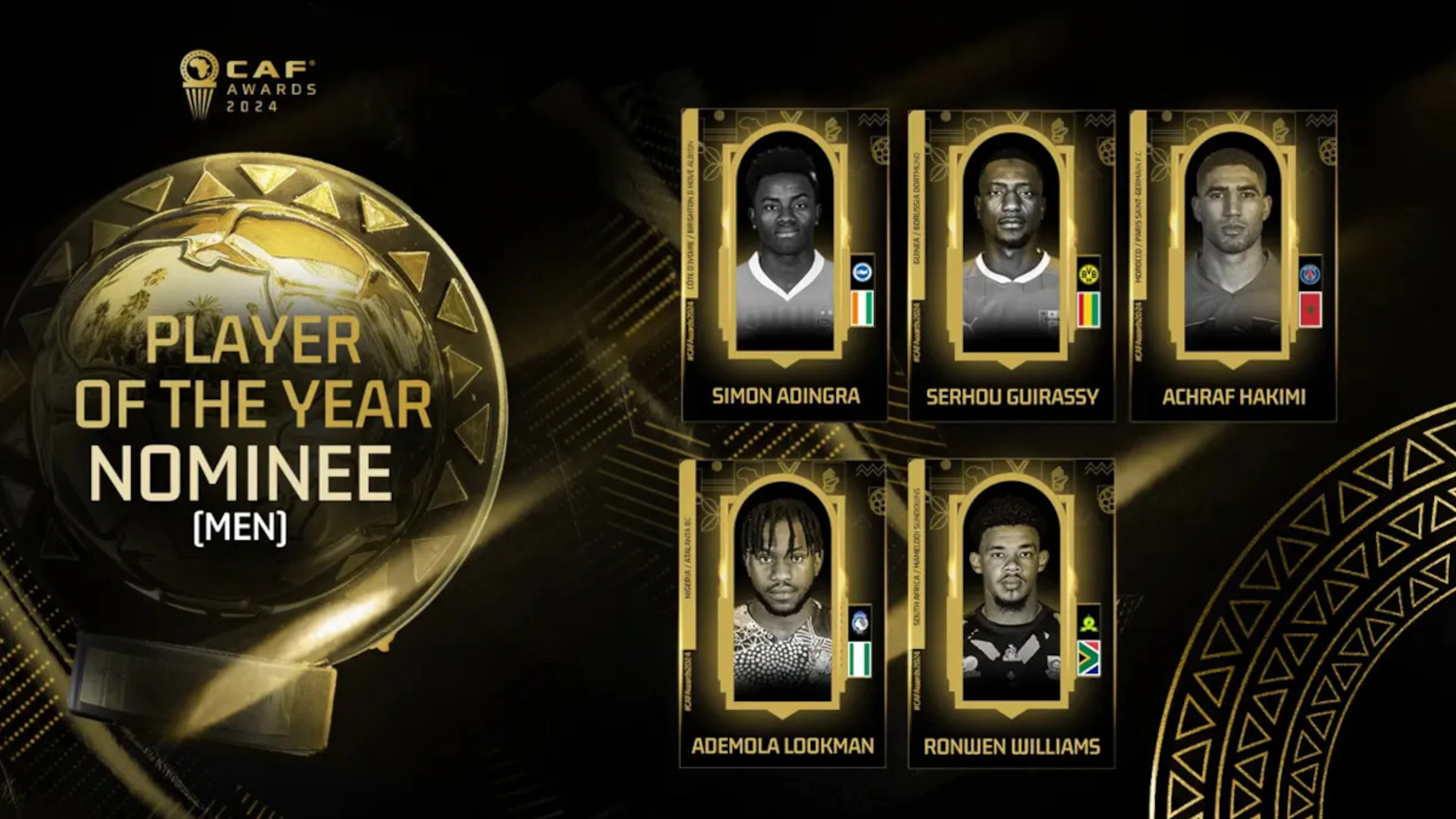 Five nominees remain for Men’s Player of the Year at 2024 CAF Awards