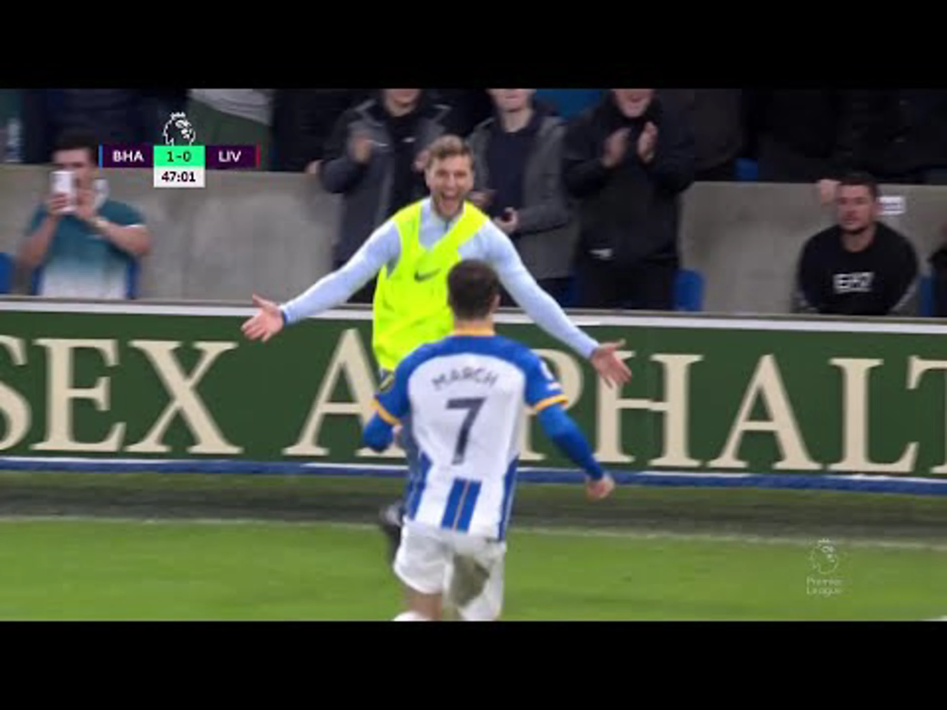 Solly March with a Goal vs. Liverpool