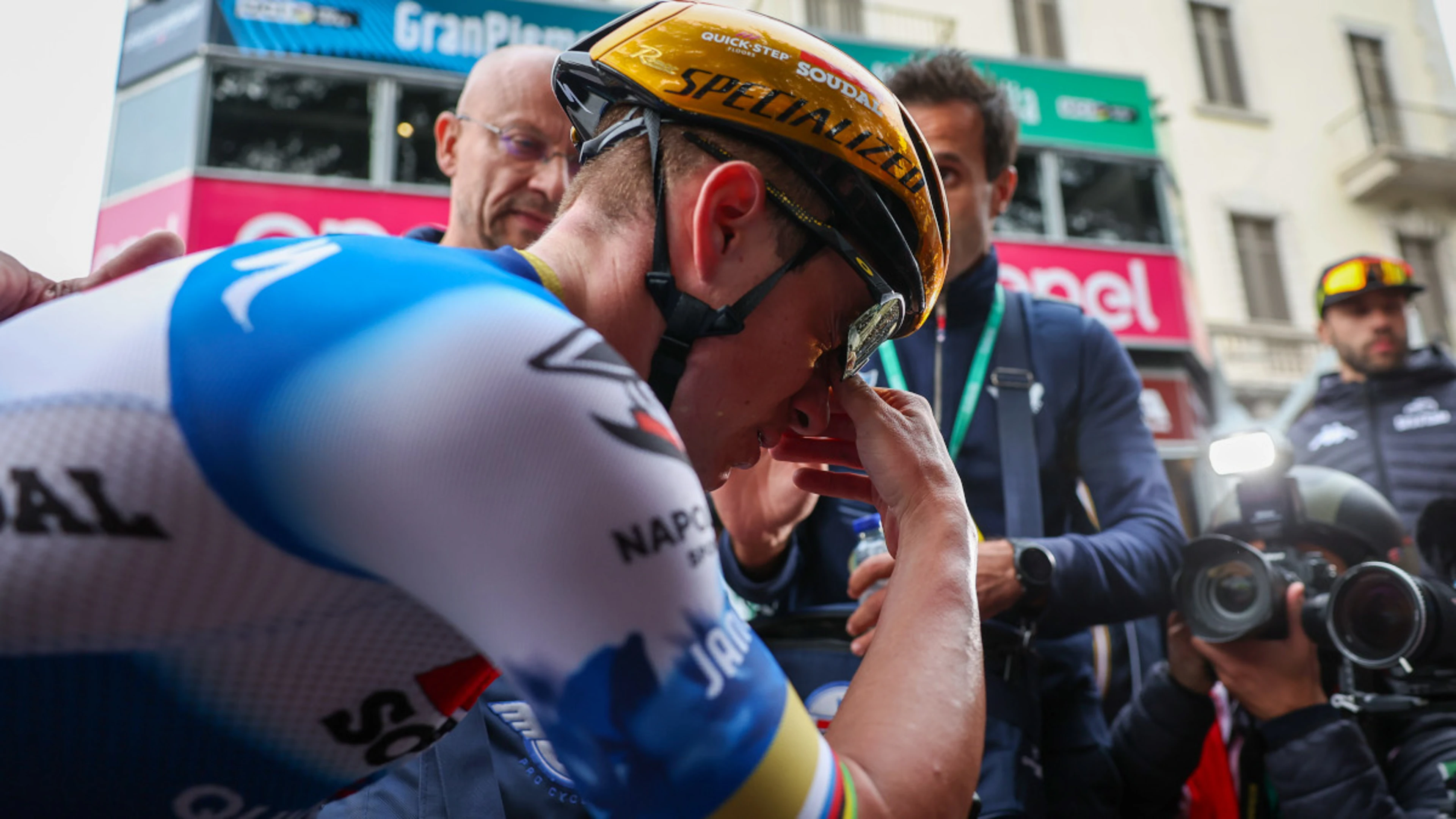 Olympic champion Evenepoel breaks hand and shoulder in post van collision