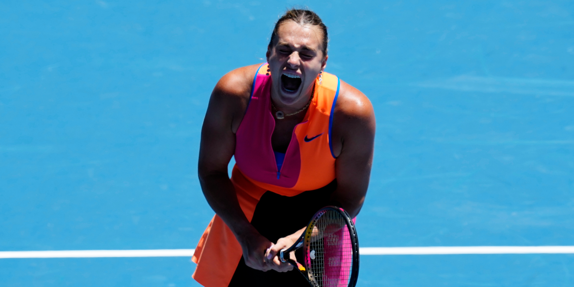 Emotional Sabalenka comes through test to make last 16 at Australian Open